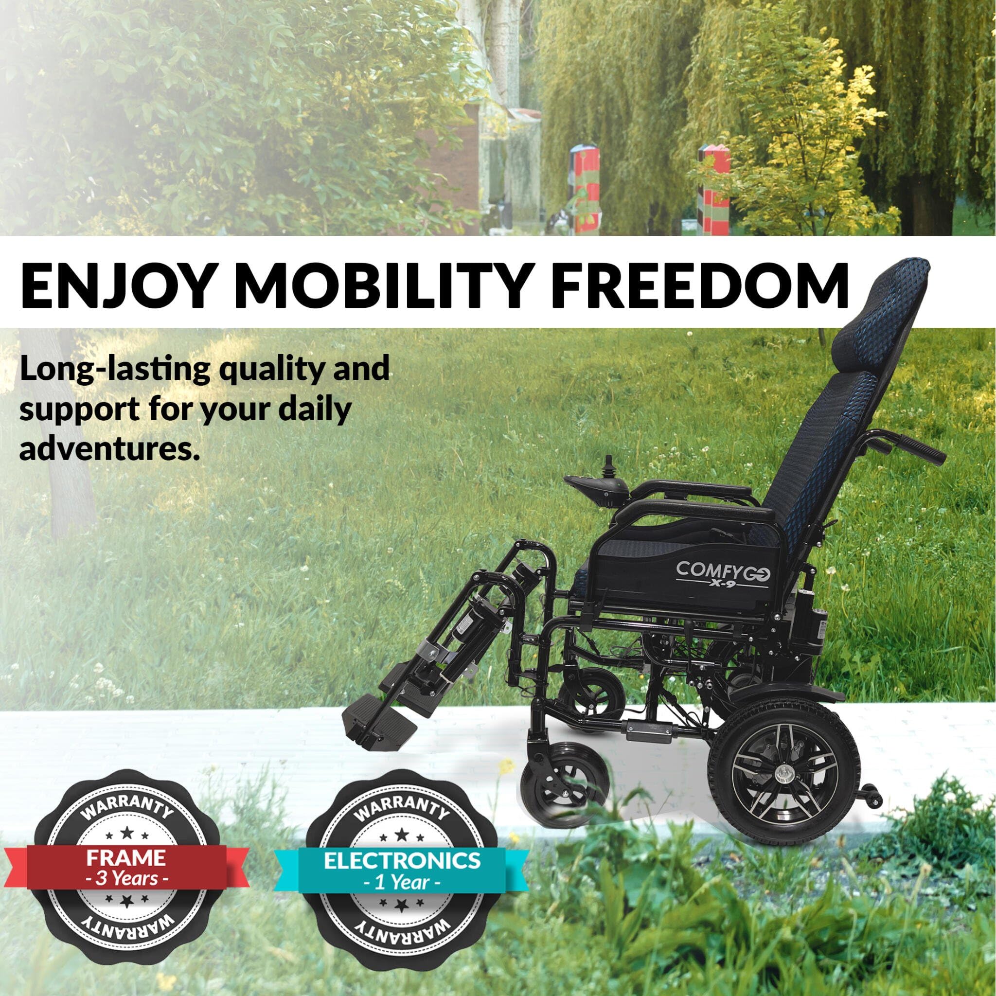 Comfygo X-9 Electric Wheelchair for Adults - Lightweight Power Wheelchair with Long Battery Life - Foldable Mobility Scooter for Indoor & Outdoor Use - Perfect for Seniors and Disabled Travel