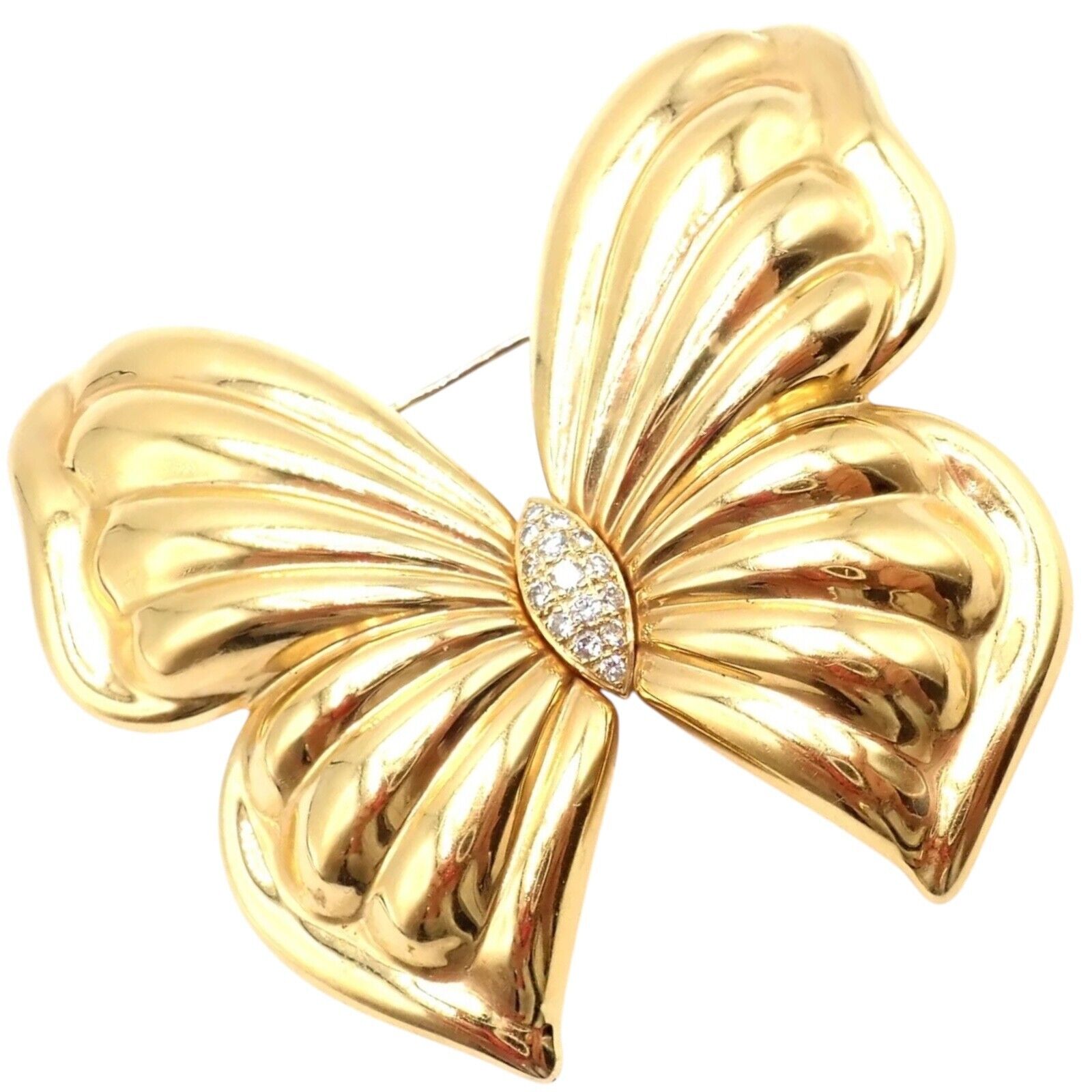 Authentic Van Cleef & Arpels 18k Yellow Gold Extra Large Butterfly Pin Brooch - Luxury Jewelry for Women, Perfect for Special Occasions, Weddings and Gift Giving