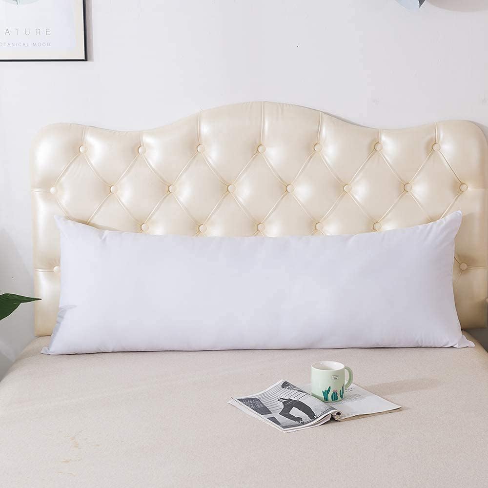Premium 100% Natural Cotton Body Pillow Cover - 20x60 Inch, 600 Thread Count, Soft & Breathable with Zipper Closure - Perfect for Sleeping, Lounging & Pregnancy Support - White