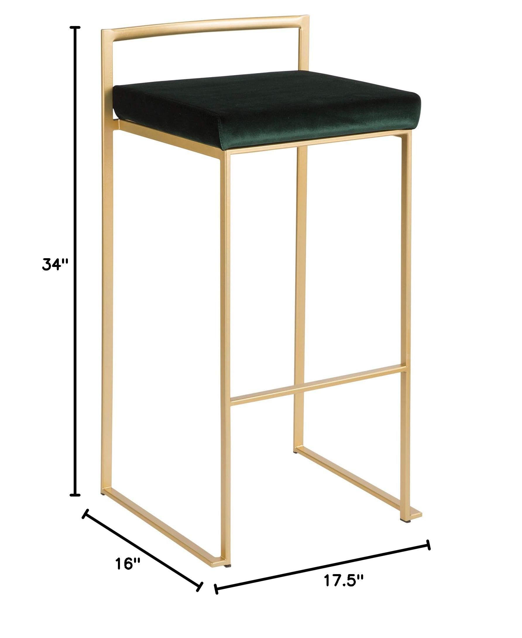 Fuji Stacker Bar Stool Set of 2 - Modern & Durable Bar Chairs for Home, Kitchen Island, or Commercial Use - Perfect for Bars, Restaurants, and Entertainment Spaces