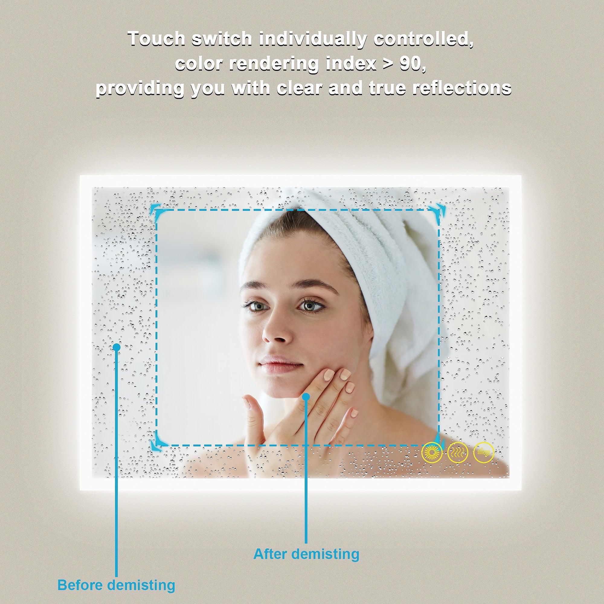 SmartGlow Dimmable LED Frameless Anti-Fog Bathroom Vanity Mirror with Touch Control - Perfect for Makeup, Shaving & Home Decor