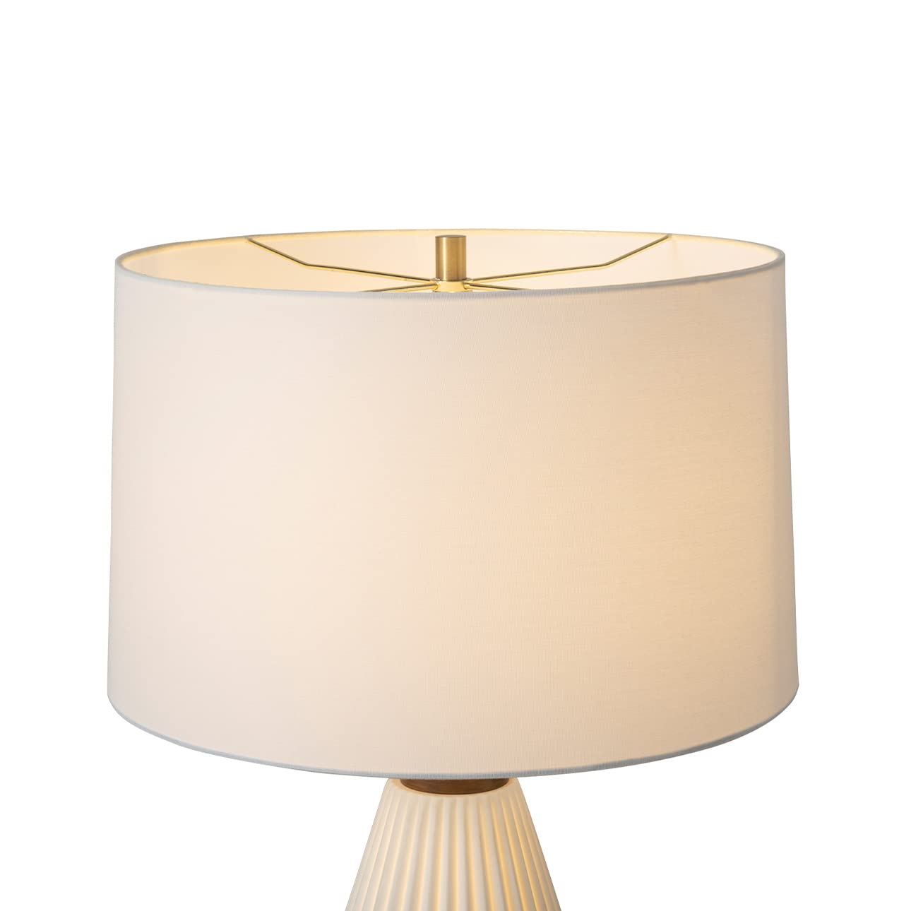 NOVA of California Concord Bone Porcelain Table Lamp - 28 Inch White and Walnut Finish with 4-Way Rotary Switch - Perfect for Living Room, Bedroom, or Office Lighting Decor