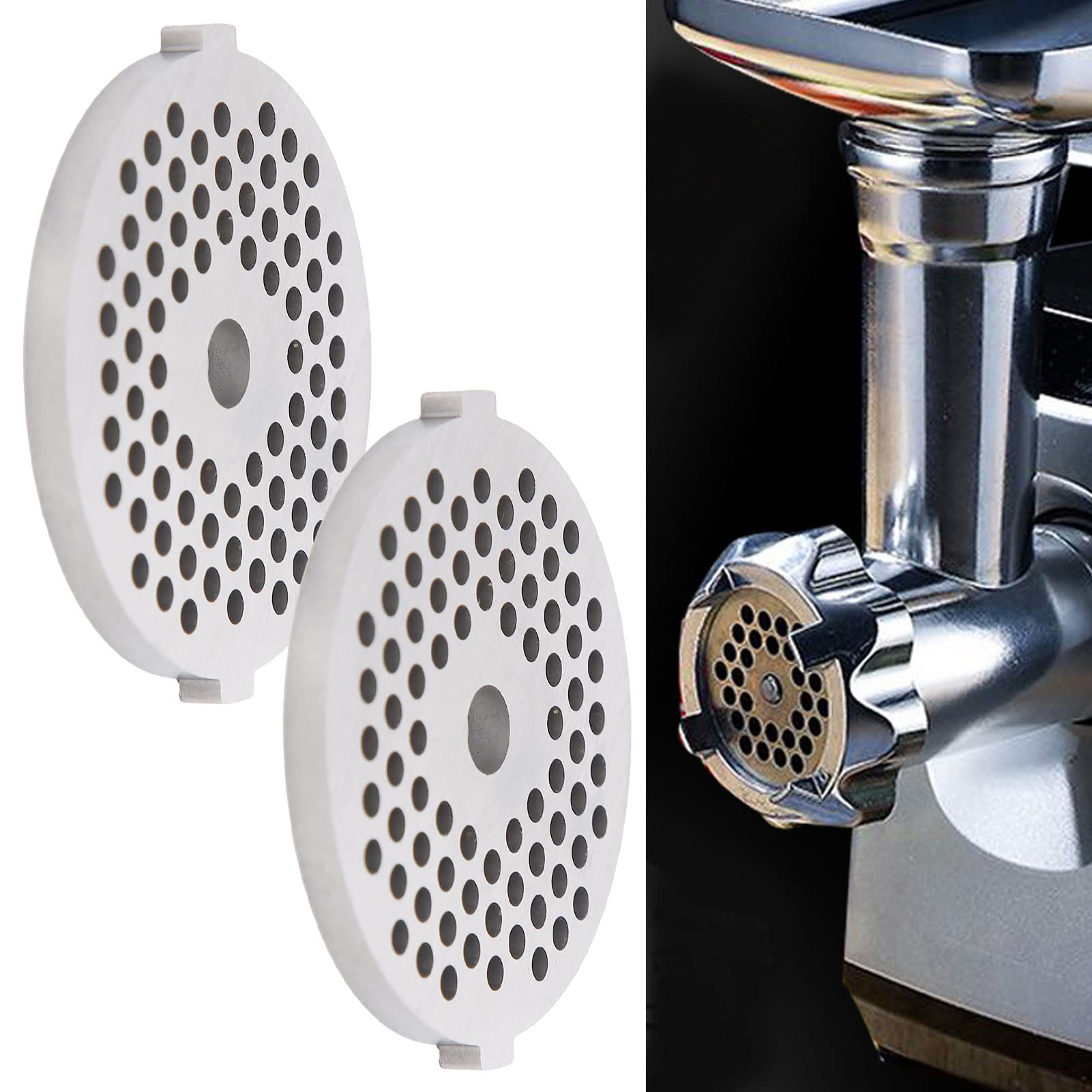 Stainless Steel Electric Mincer Blade & Grinding Plate with 3mm Round Holes - Compatible with Size 5 Stand Mixers & Meat Grinders - Perfect for Home Kitchen, Butcher Shop & Food Processing