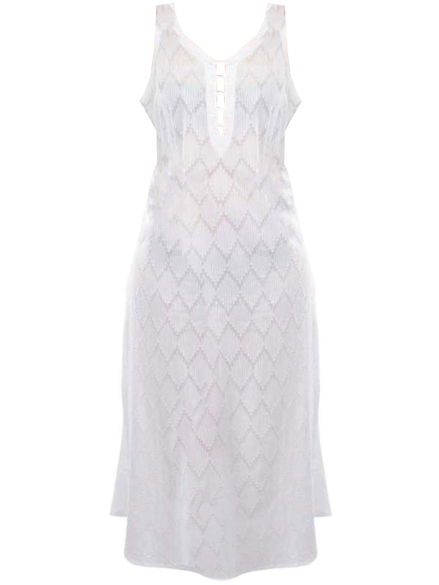 White Chevron Cover Up Dress for Women - Beachwear, Poolside, Summer Vacation & Resort Outfit