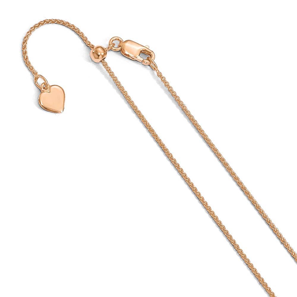 1mm Rose Gold Plated Adjustable Spiga Chain Necklace for Women - Elegant Layering & Everyday Wear