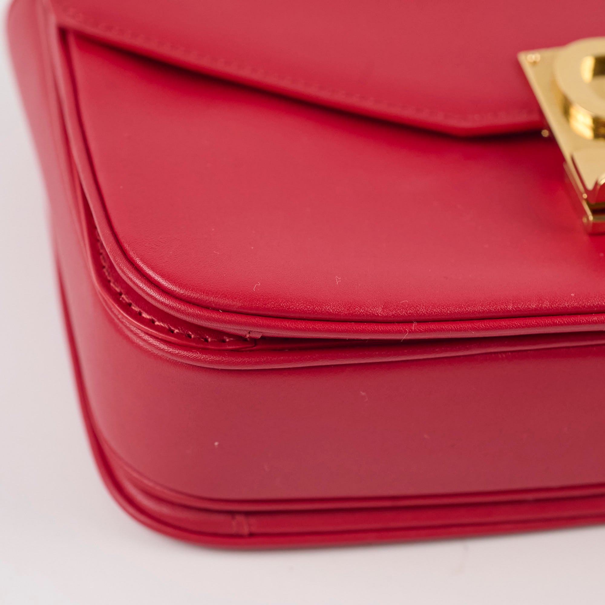 Celine Red C Logo Bag Smooth Calfskin Leather Handbag for Women - Luxury Designer Shoulder Bag for Work, Party & Everyday Use