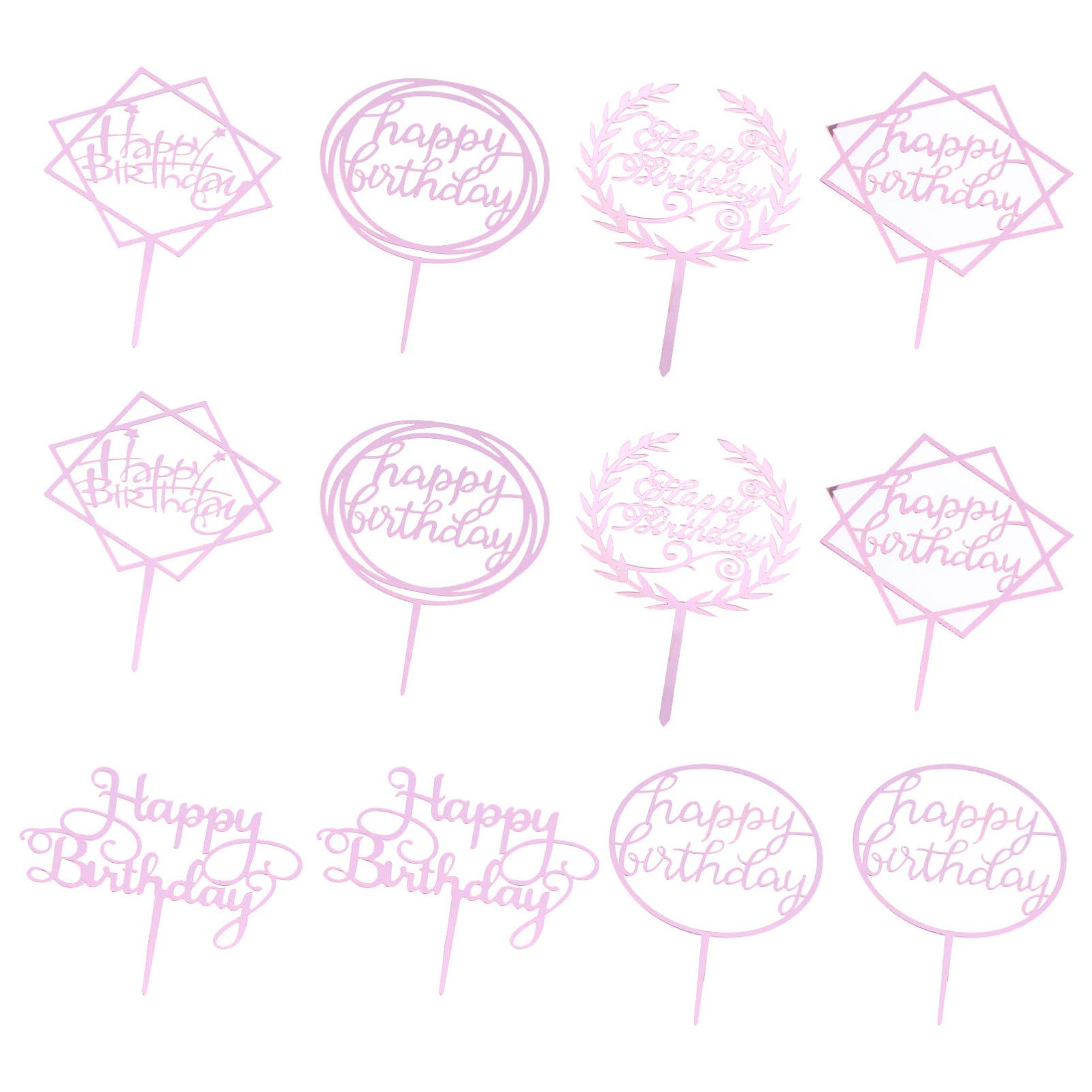Hemoton 12Pcs Creative Birthday Cake Toppers - Fun Cake Decorations for Parties, Wedding, Baby Shower & Special Events