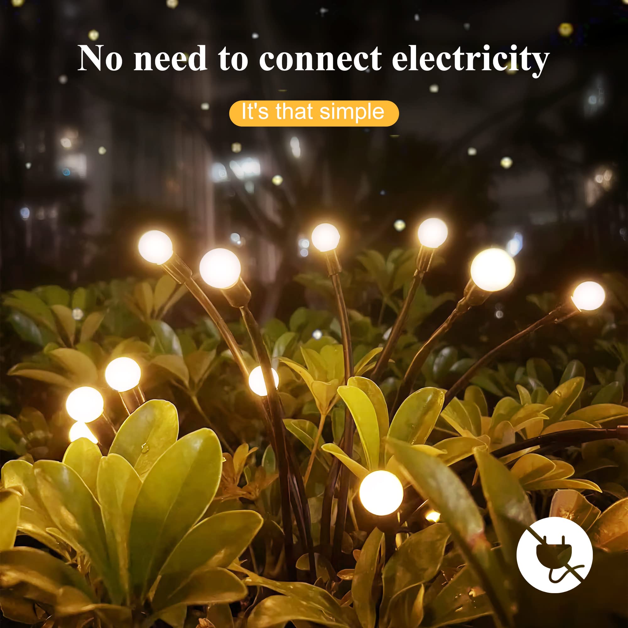 2-Pack 16 LED Solar Swaying Lights - Red Outdoor Garden String Lights for Patio, Yard, Pathway & Landscape Decoration | Weatherproof & Energy Efficient