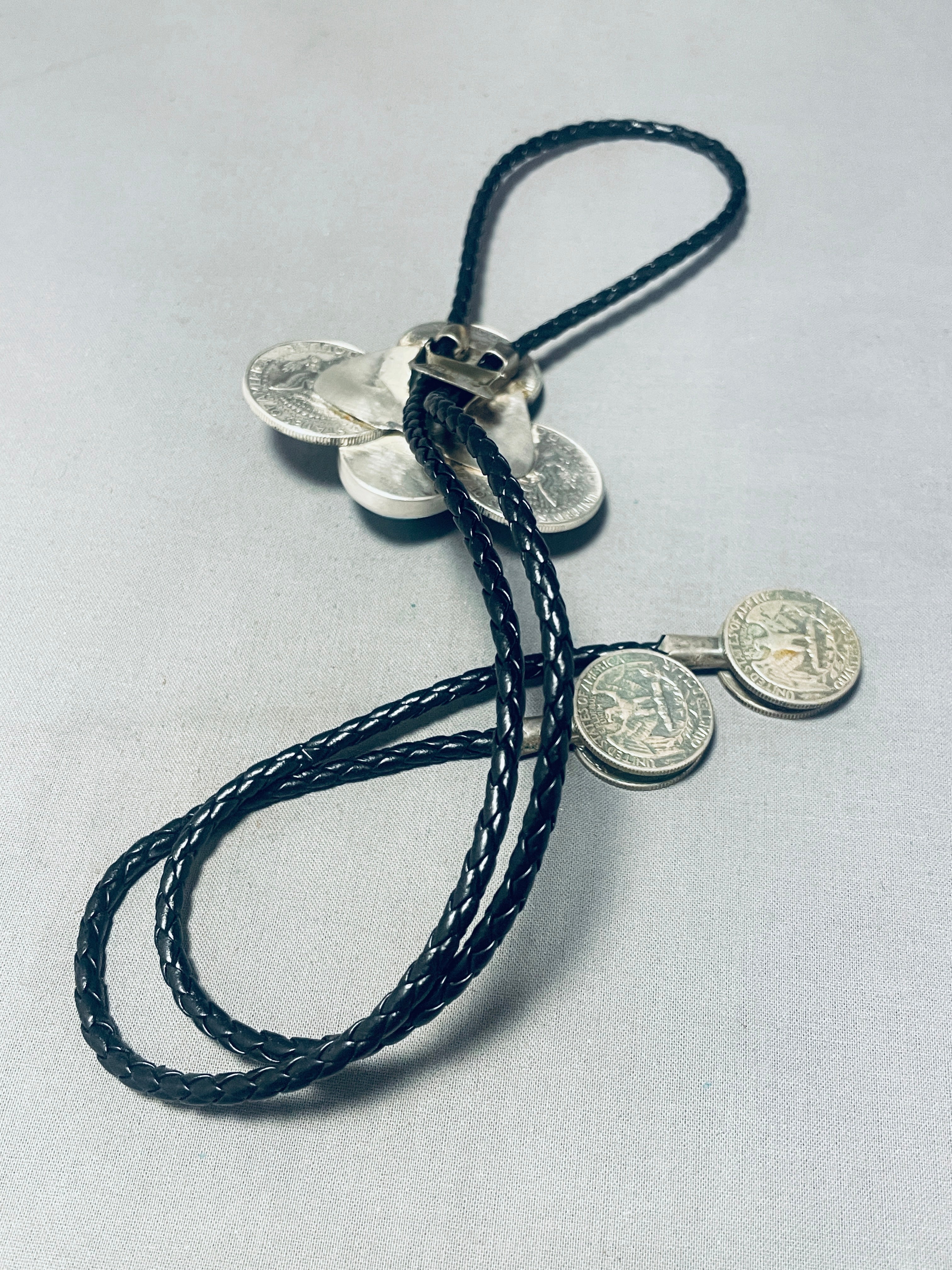 Vintage Navajo Spiderweb Turquoise Sterling Silver Bolo Tie - 107g Handcrafted Native American Jewelry for Western Wear & Cowboy Fashion