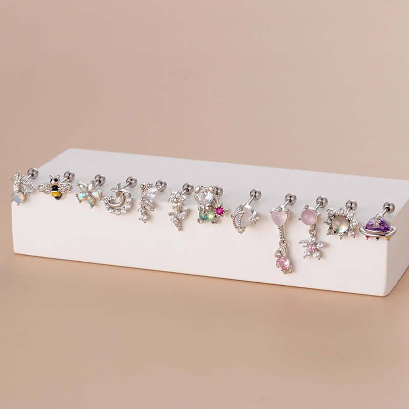 20G Helix Cute Animal Conch Stud Earrings for Cartilage Piercing - Perfect for Daily Wear, Parties & Gifts (HSPJ753)