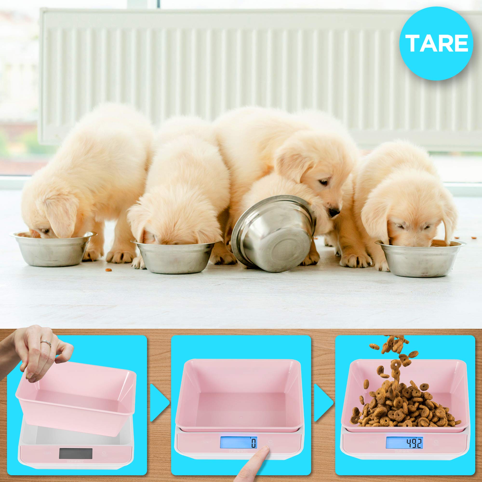 Duronic KS100 Digital Kitchen Scale with Bowl - 11lb/5kg Precision Electronic Food Scale for Cooking, Baking, Pet Food - Pink Baking Scale with Tare & LCD Display | Perfect for Home Kitchen, Bakeries, and Meal Prep