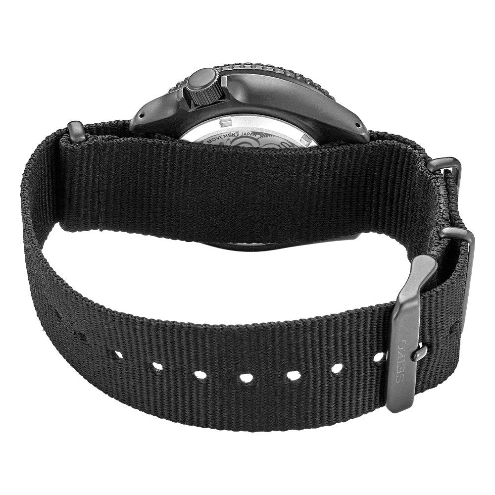 Seiko SRPD79 5 Sports Automatic Diver Watch - 42.5mm Black Dial with Fabric Strap for Men | Perfect for Outdoor Adventures, Diving & Casual Wear