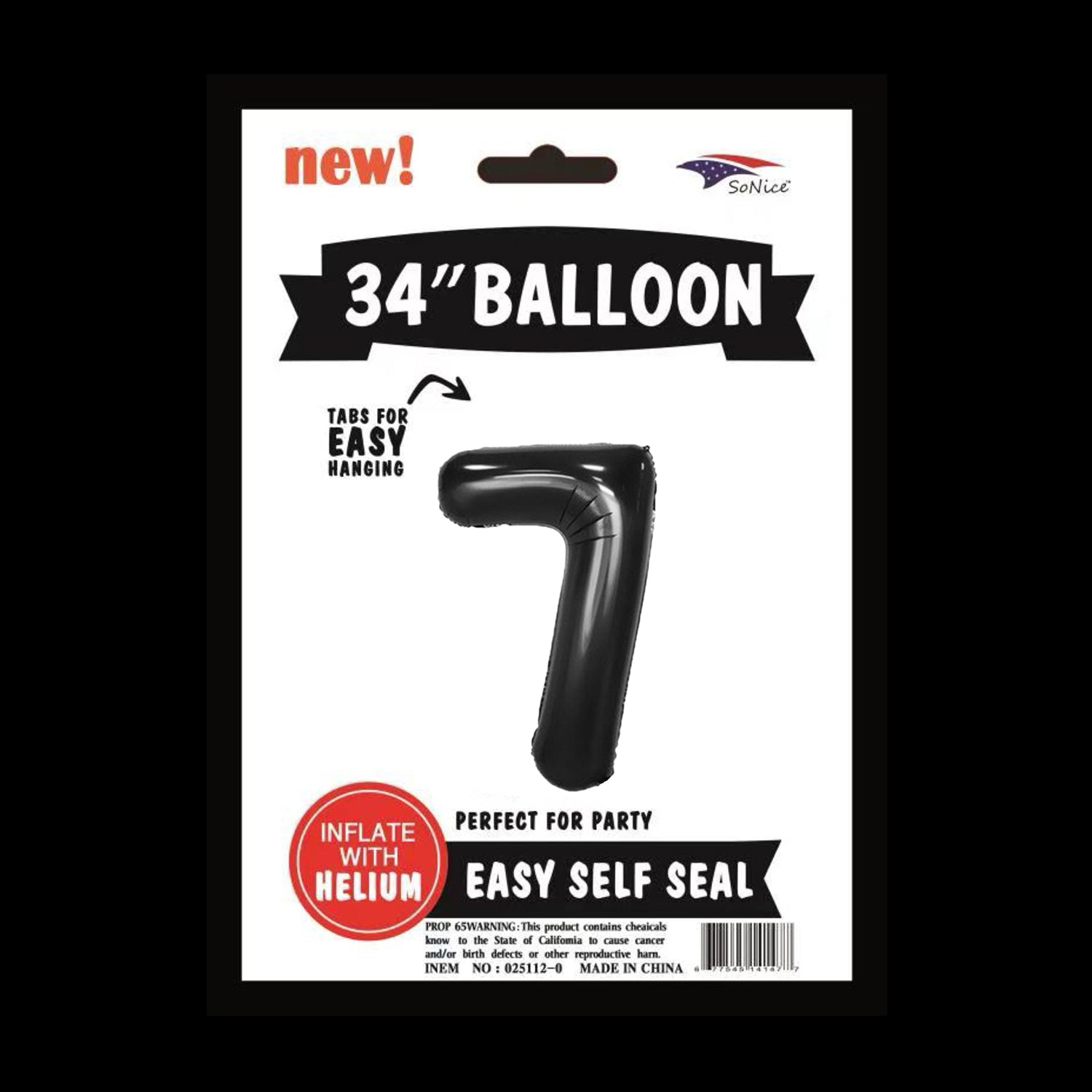 34 Inch Black Number 7 Foil Balloons - Perfect for Birthday Parties, Anniversaries & Special Celebrations