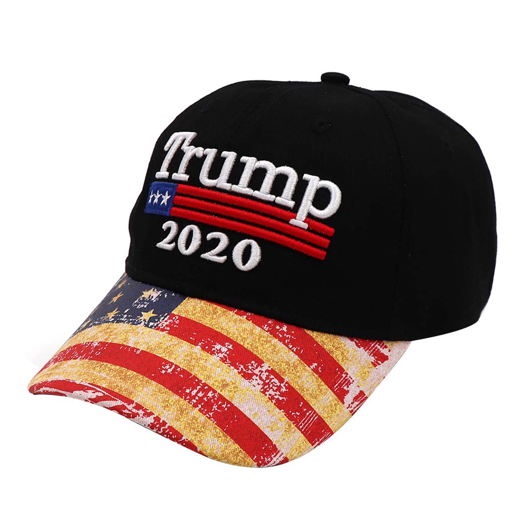 Trump 2020 Embroidered Baseball Cap & Keep America Great Flag Set - Patriotic USA Campaign Hat for Political Rallies, Elections & Conservative Events