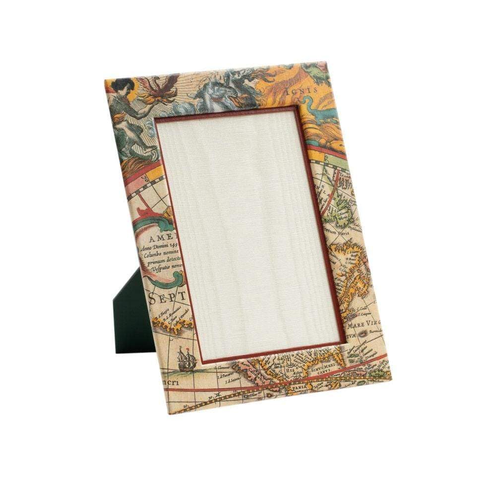 Caspari World Map 4x6 Inch Picture Frame - Elegant Decorative Photo Frame for Travel Memories, Home & Office Decor - Perfect for Displaying Travel Photos, Family Pictures & Wall Art