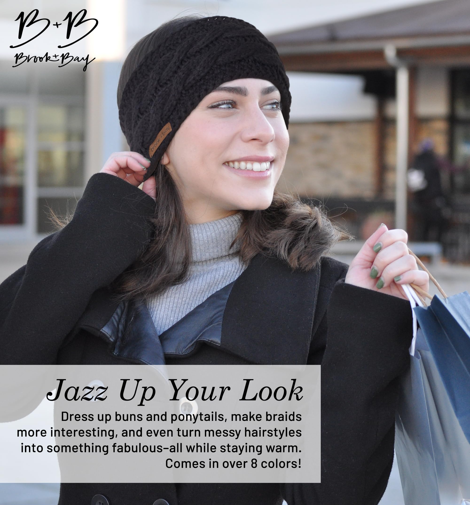 Brook + Bay Women's Fleece & Knit Ear Warmer Headband - Soft Winter Ear Covers for Cold Weather - Perfect for Skiing, Running & Outdoor Activities