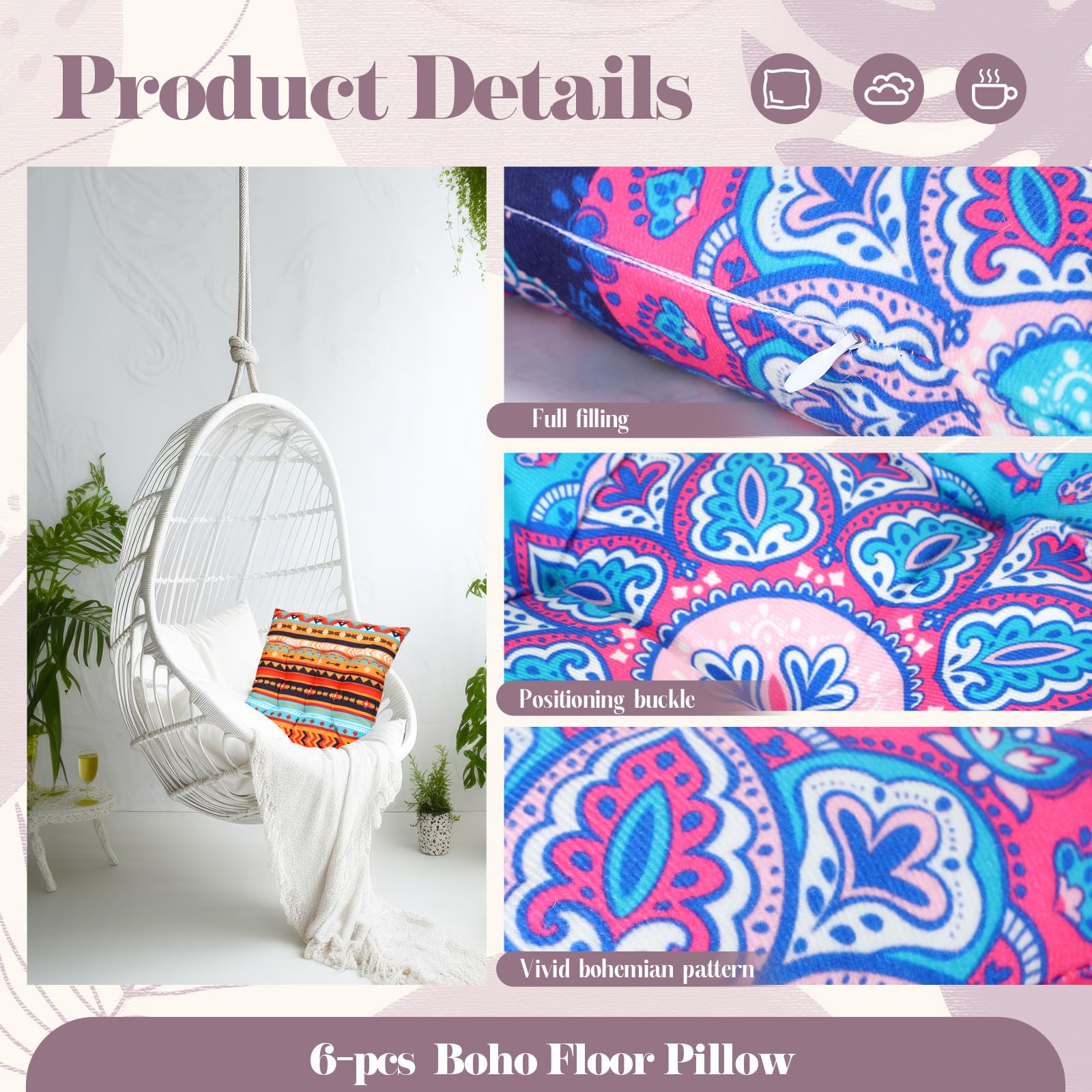 6 Bohemian Floor Pillows 15