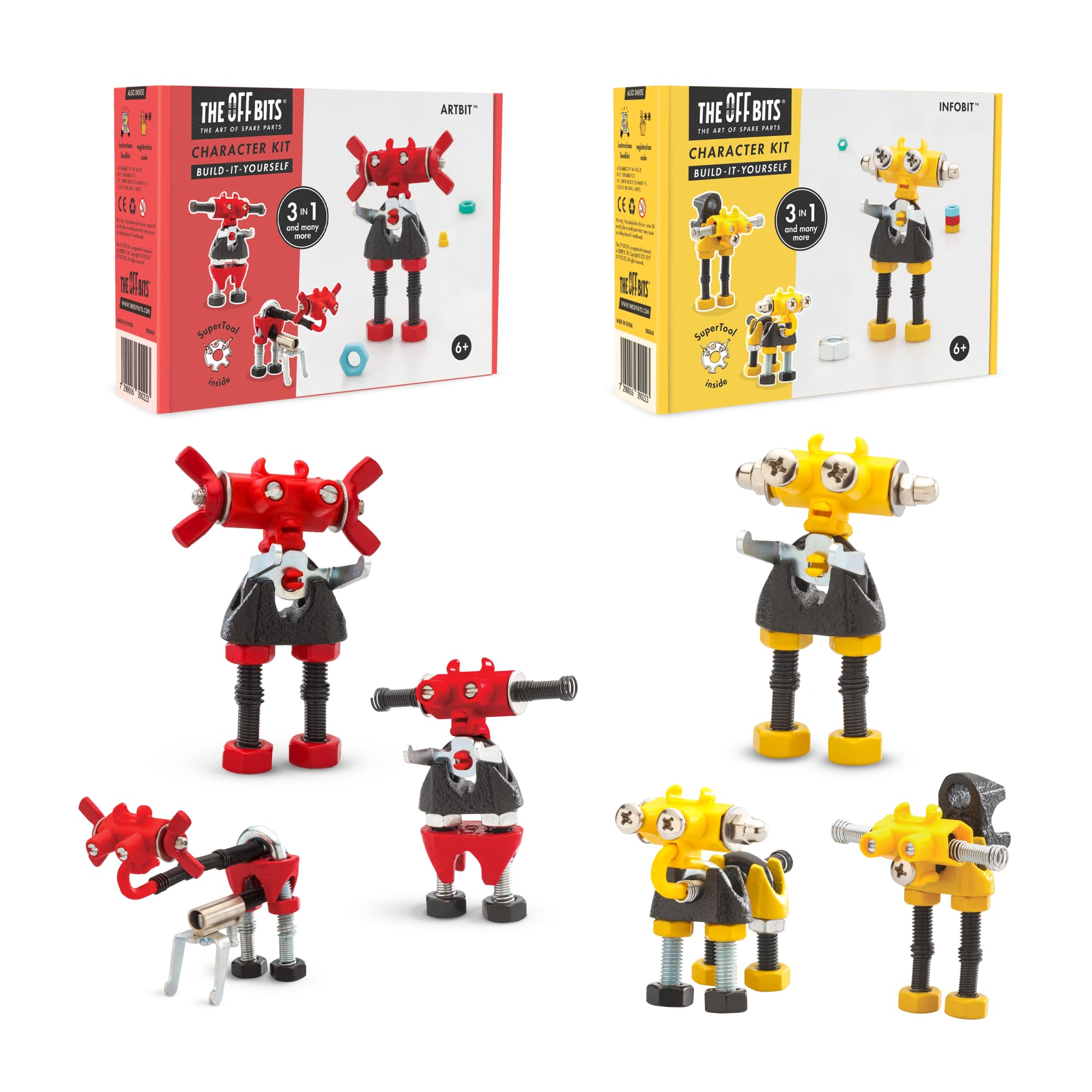 The Off Bits Robot Collection: ArtBit + InfoBit STEM Building Toys for Kids Ages 6+ | Creative Engineering Kit for Boys & Girls | DIY Educational Robot Building Set for School Projects & STEM Learning Activities
