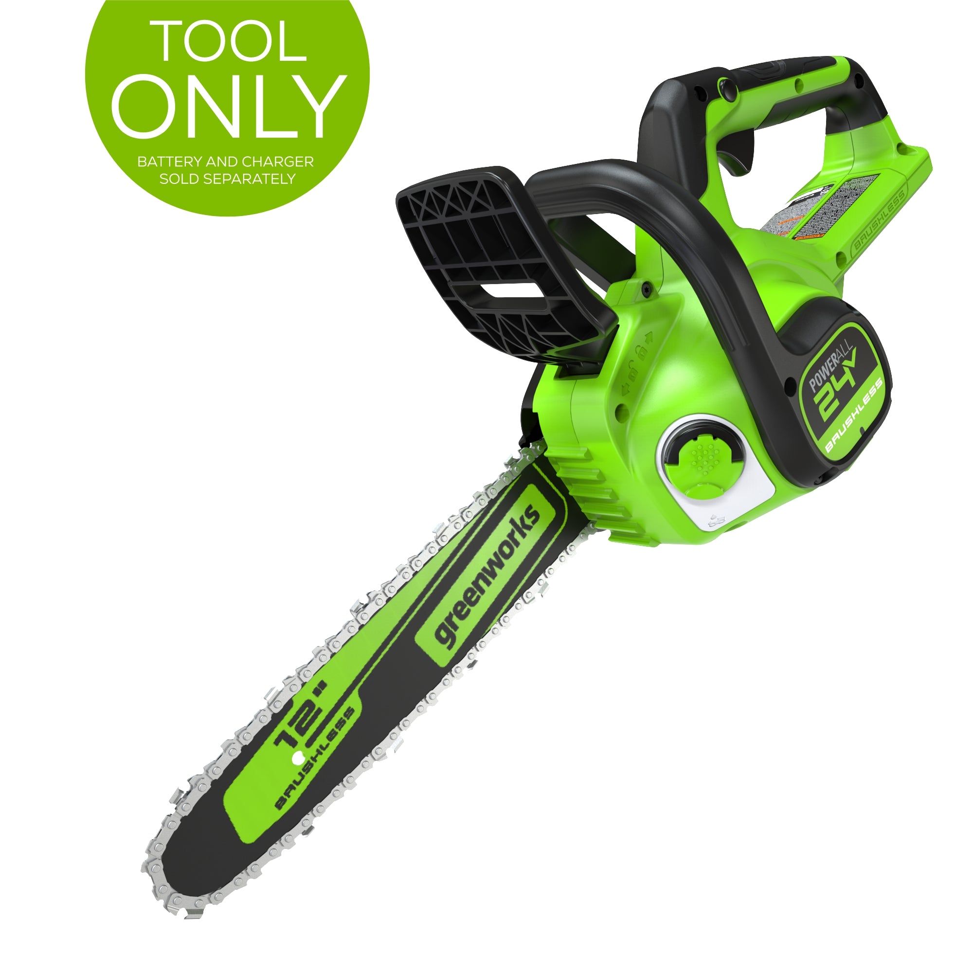 24V 12-Inch Cordless Battery Chainsaw (Tool Only) - Perfect for Tree Trimming, Yard Cleanup & DIY Wood Cutting Projects