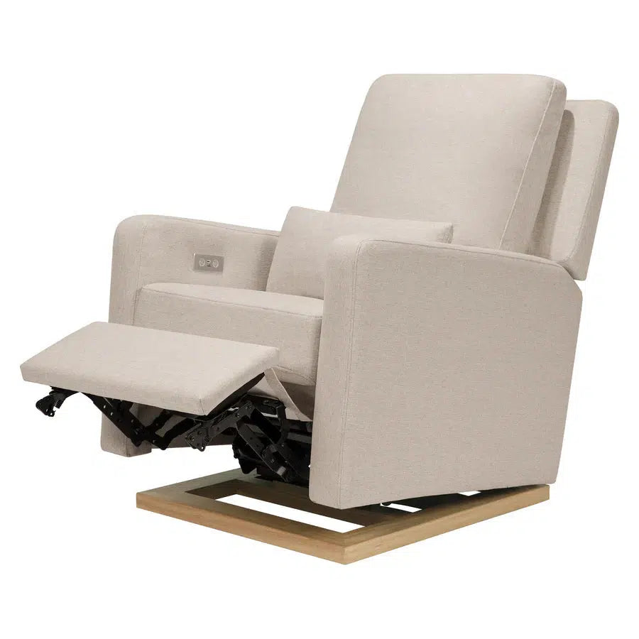 Babyletto Sigi Electronic Glider and Recliner Chair - Eco-Friendly Beach Weave Performance Fabric for Nursery, Living Room & Breastfeeding Comfort