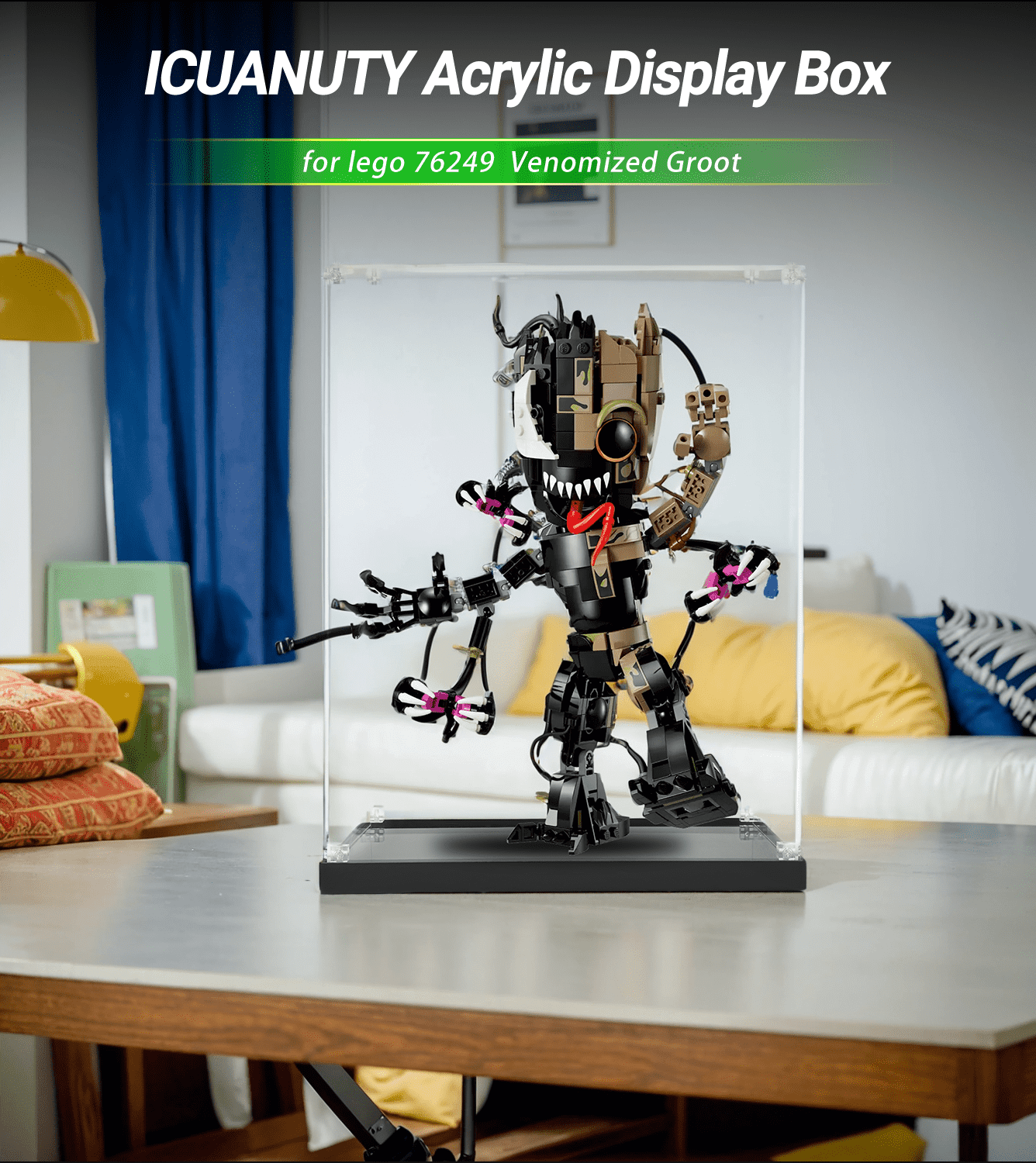 Lego Marvel Venomised Groot 76249 Display Case - Protective Showcase for Collectible Building Sets - Perfect for Home Decor, Office Display & Gift Giving