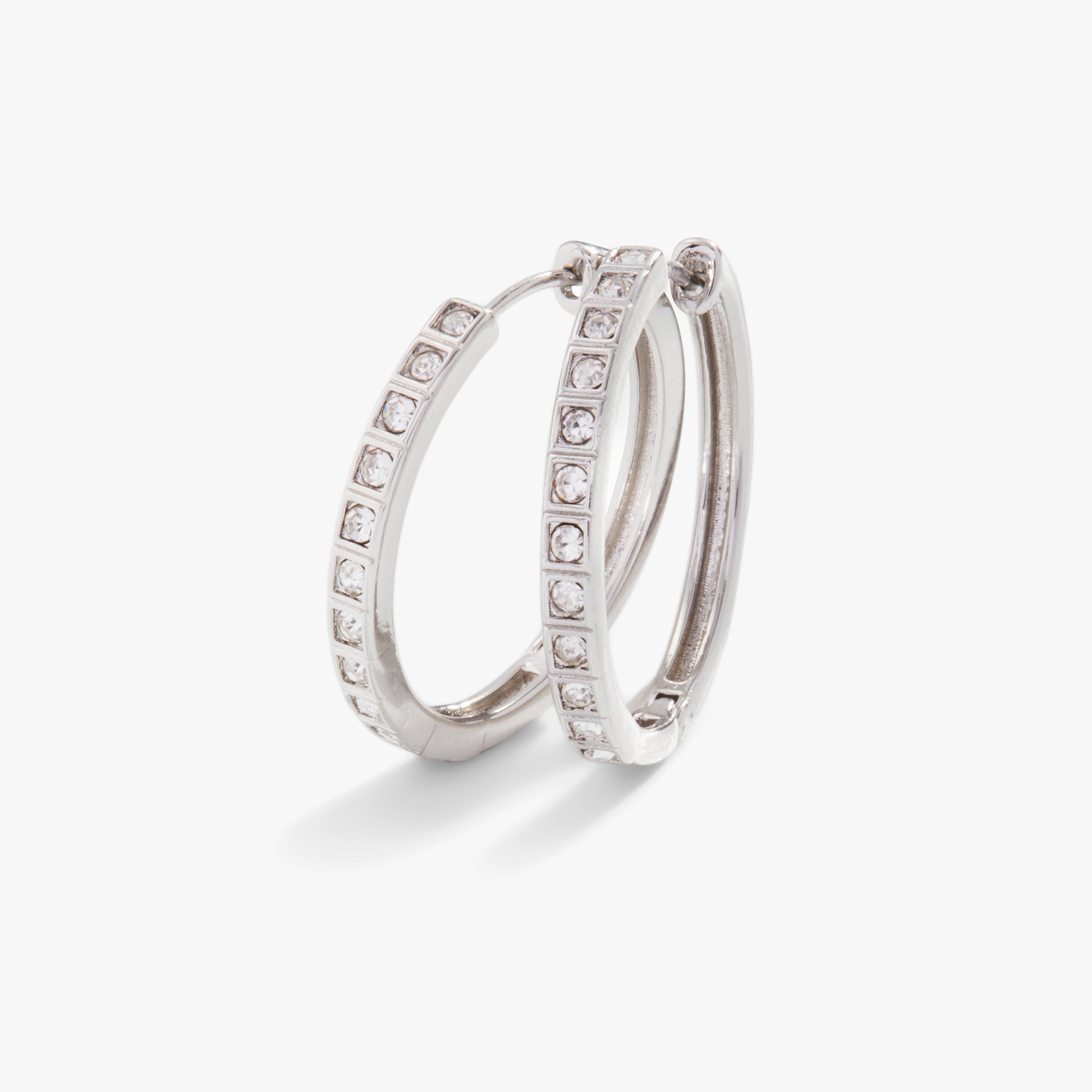 Crystal Medium Hoop Earrings - Clear Cubic Zirconia Studded Elegant Jewelry for Women | Perfect for Parties, Weddings & Everyday Wear