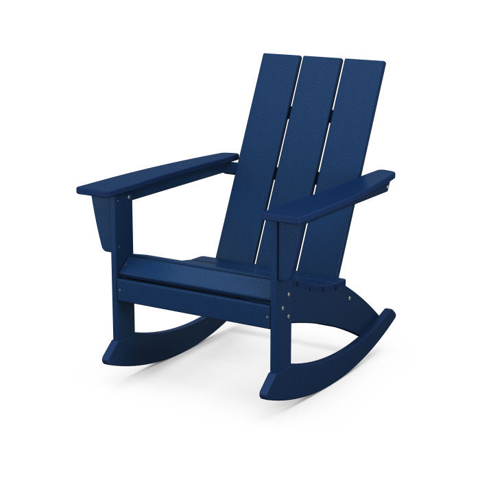 POLYWOOD Modern Adirondack Rocking Chair - Durable Outdoor Furniture for Patio, Garden & Poolside Relaxation | All-Weather Resin Wicker Design | Comfortable Rocking Motion | Perfect for Backyard, Deck or Porch