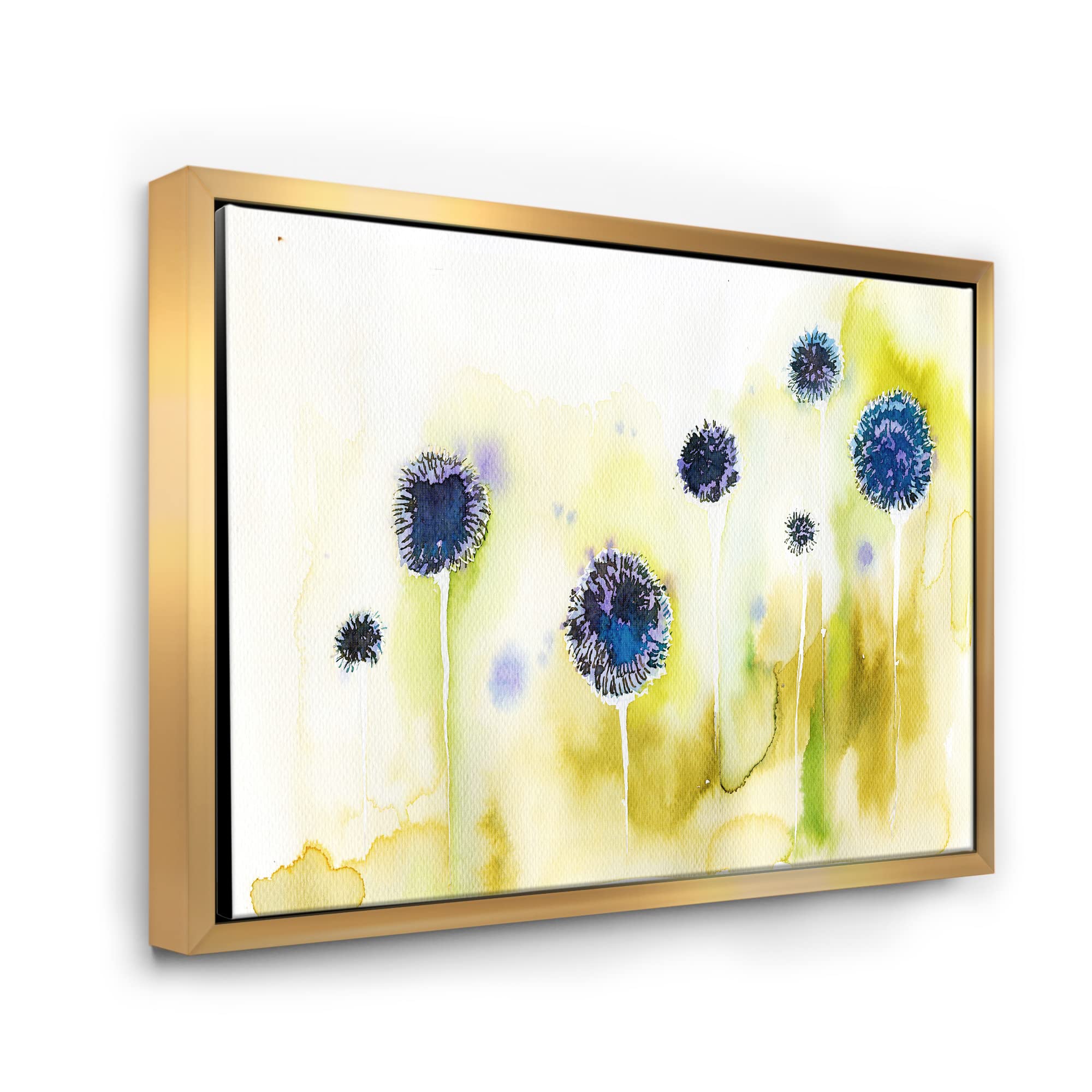 Blue Flowers In The Meadow - Traditional Framed Canvas Wall Art Print - Perfect for Living Room, Bedroom & Office Decor