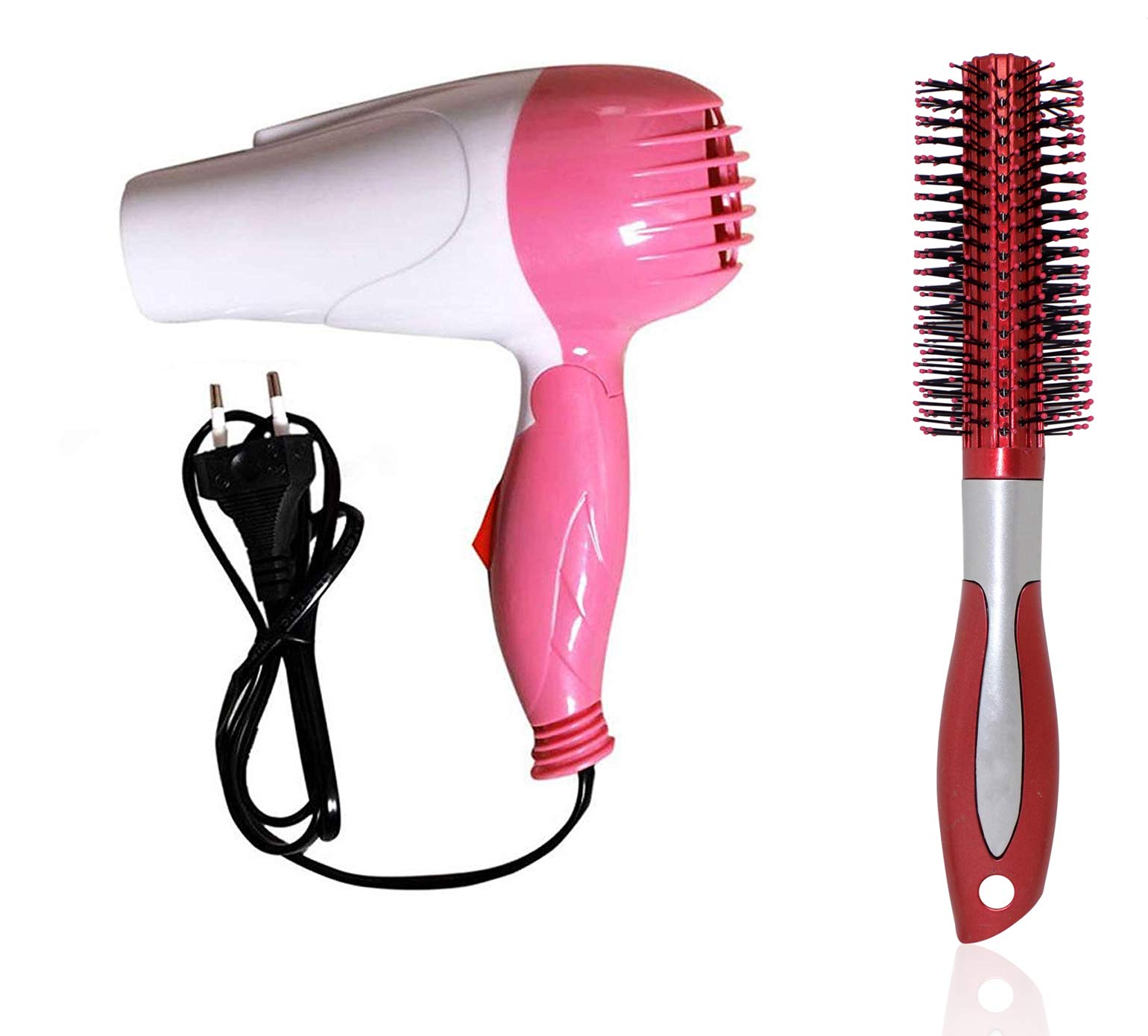 Kabello Professional Hair Dryer with Brush - Salon Quality Styling Tool for Women & Girls (Red, Pack of 1) | Perfect for Home Use, Travel & Professional Salons