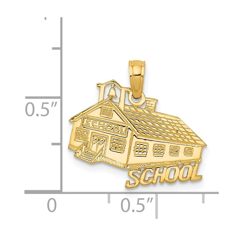 14K Solid Yellow Gold School House Pendant Charm - 17mm x 19mm Vintage Necklace for Women - Perfect for Graduation Gifts, Teacher Appreciation & School Spirit Jewelry