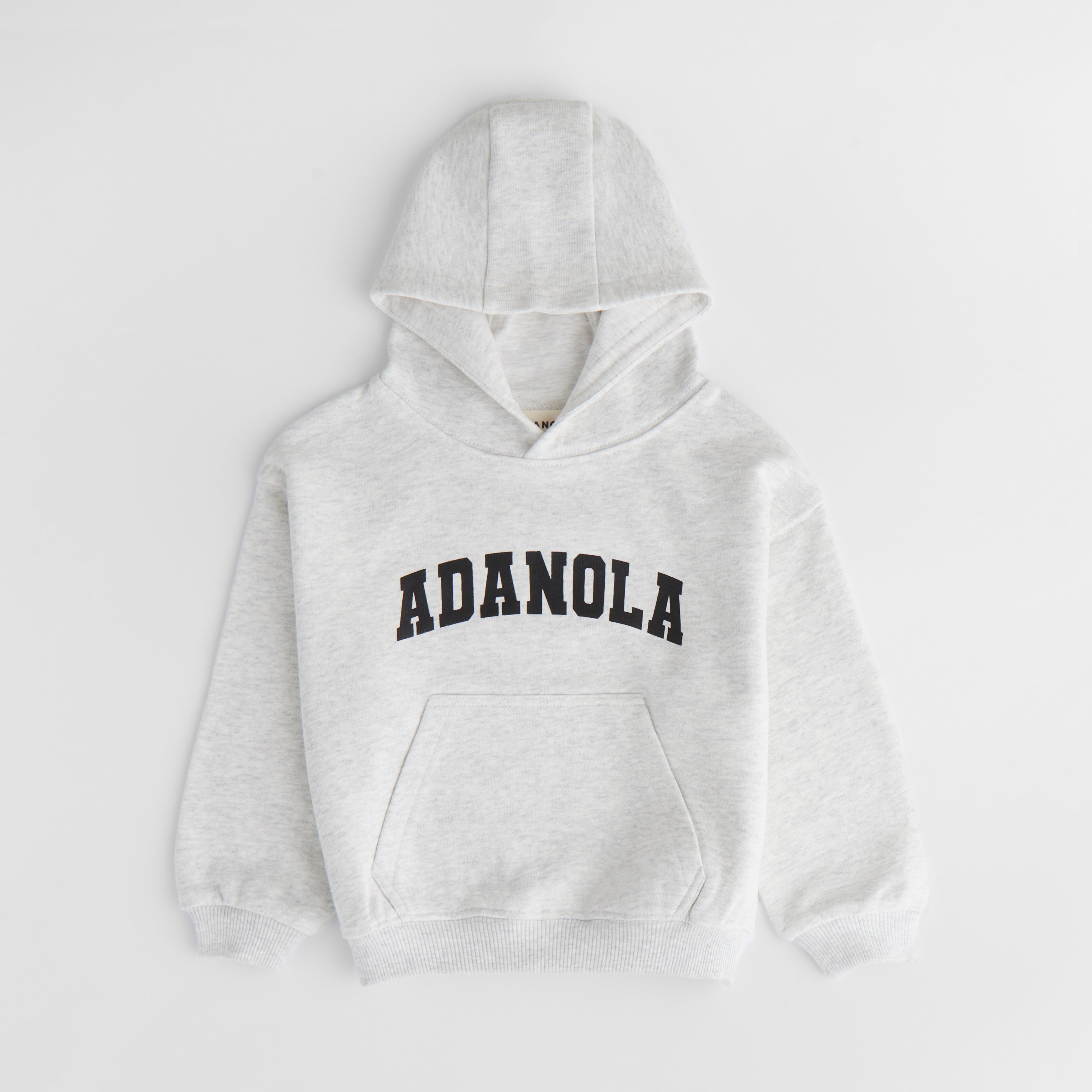 Mini Varsity Oversized Hoodie - Light Grey Melange & Black | Cozy Unisex Pullover for Streetwear, College Fashion & Casual Outfits
