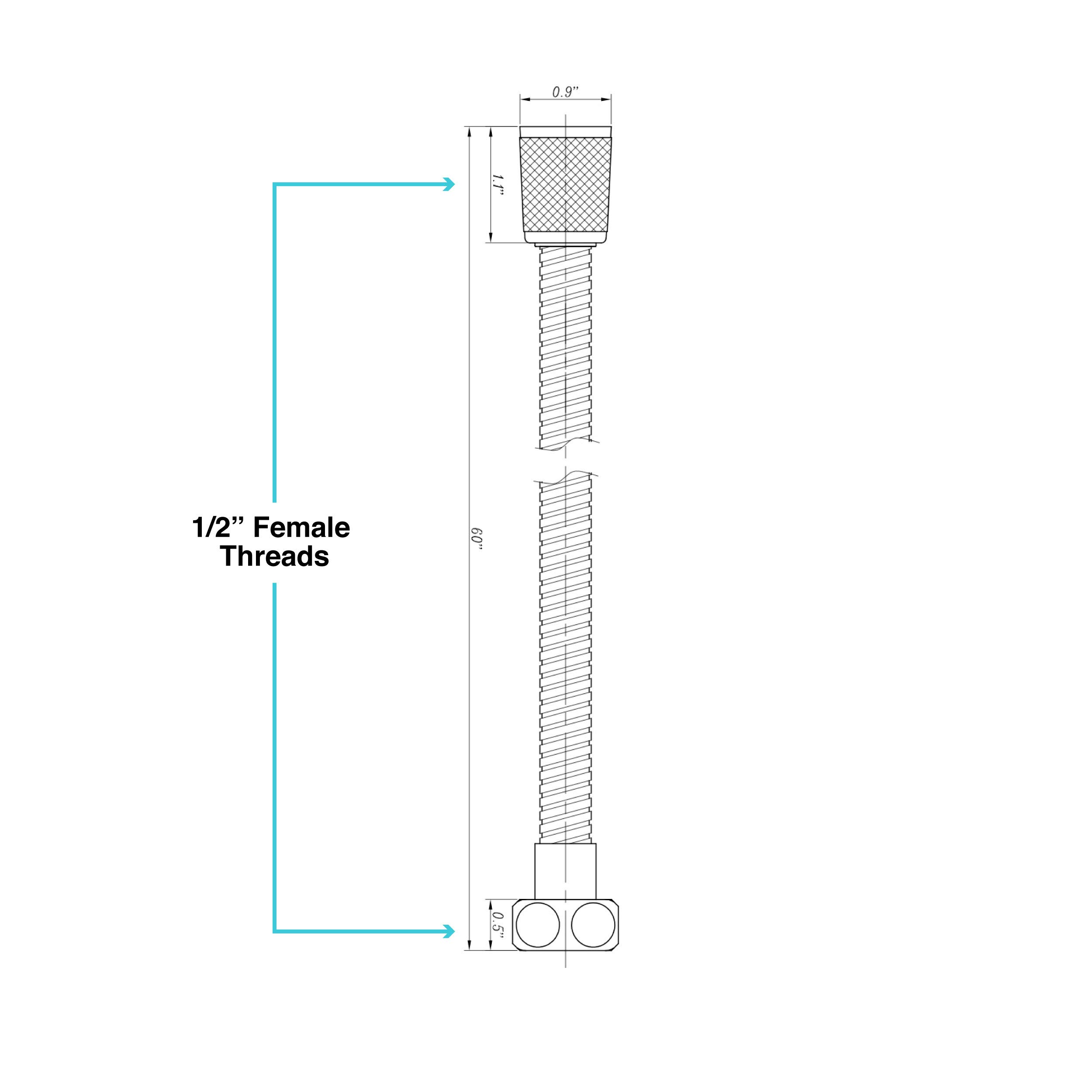 Dura Faucet DF-SA200-BQ RV 60-inch Flexible Stainless Steel Handheld Shower Head Hose in Bisque Parchment - Perfect for RVs, Campers, and Small Bathrooms
