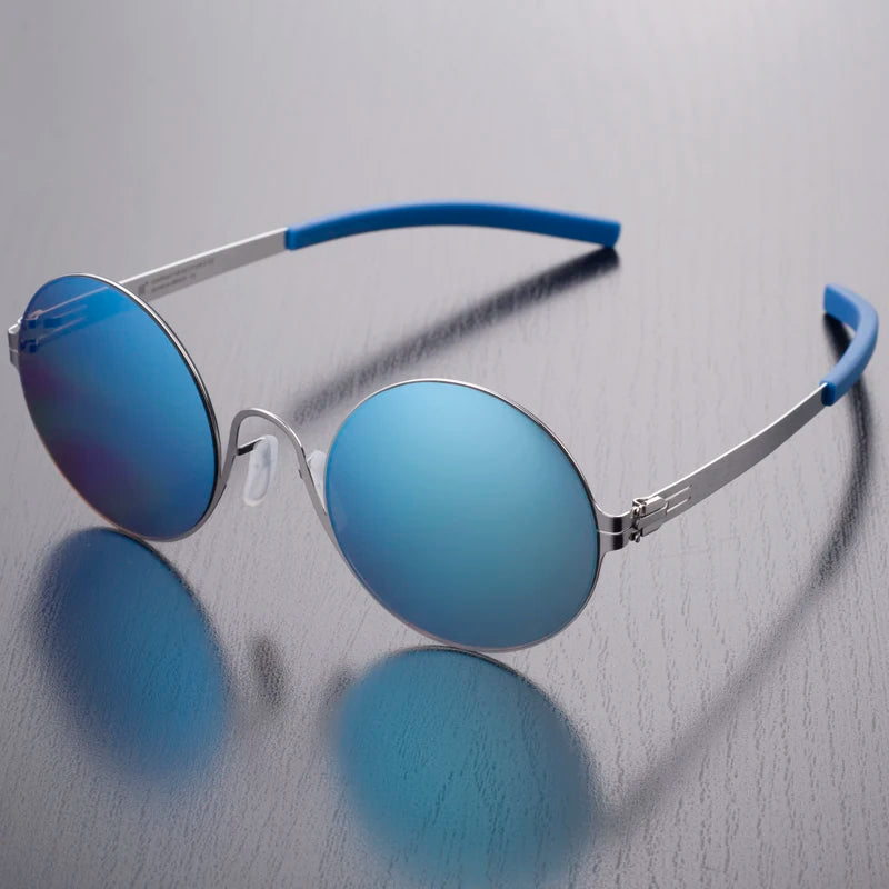 Aimee Unisex Full Rim Round Screwless Stainless Steel Sunglasses 9318 - UV Protection, Lightweight & Durable - Perfect for Driving, Beach, Outdoor Activities & Fashion Accessories