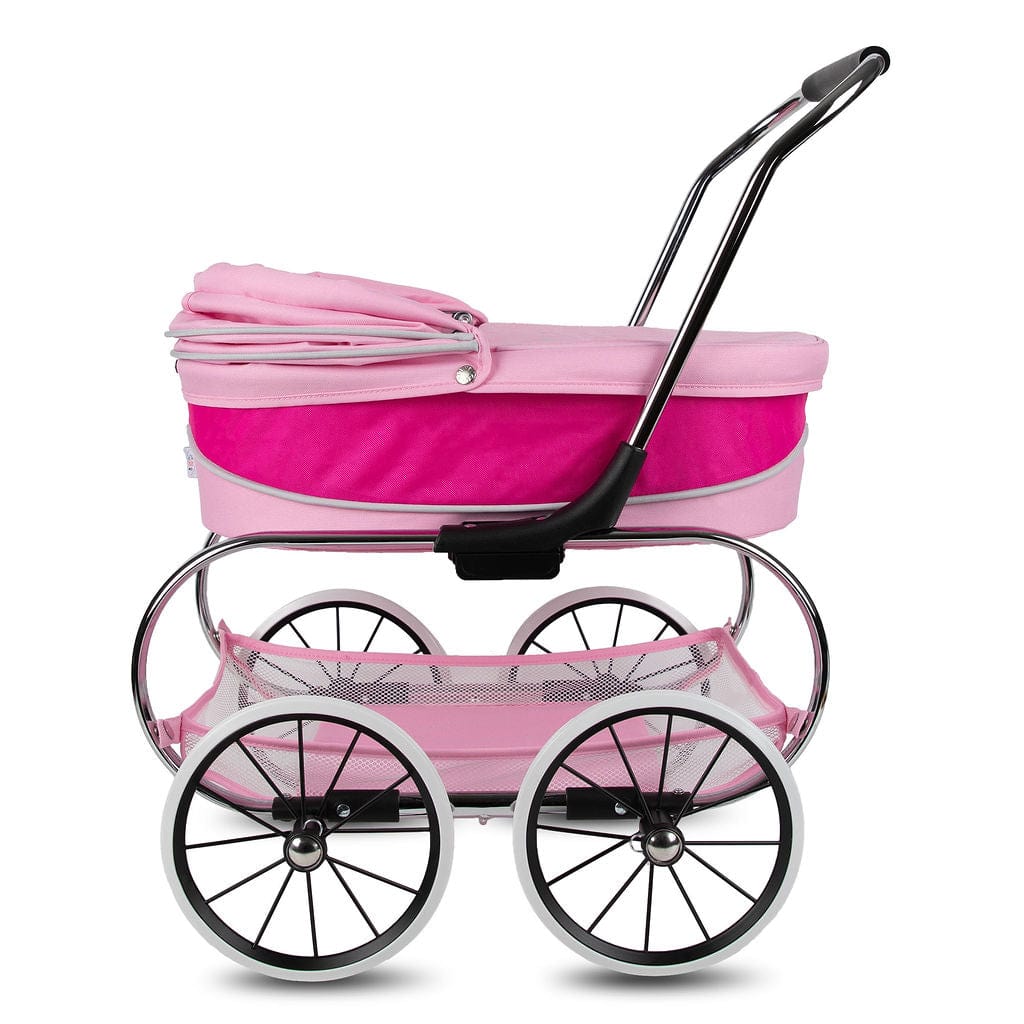 Valco Baby Princess Doll Stroller - Pink & White Foldable Toy Stroller for Kids - Perfect for Pretend Play, Role Play & Outdoor Walks with Dolls