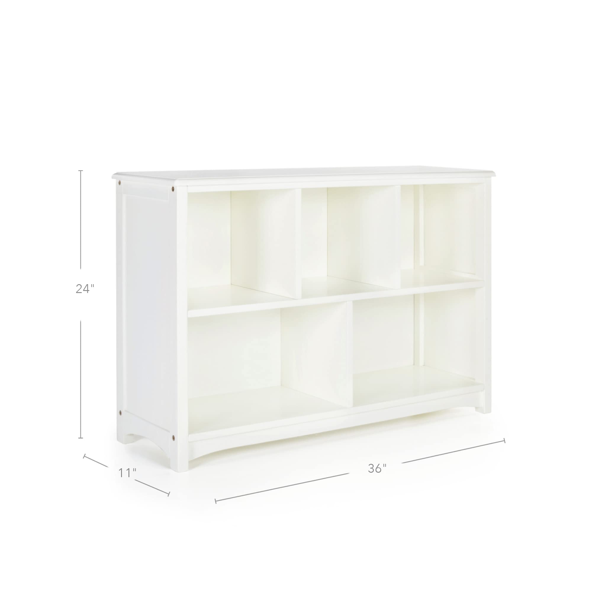 Guidecraft Classic White Wooden Bookshelf for Kids - 5 Compartment Toy Storage, Bookcase & Clothes Organizer - Perfect for Playroom, Bedroom & Nursery Organization