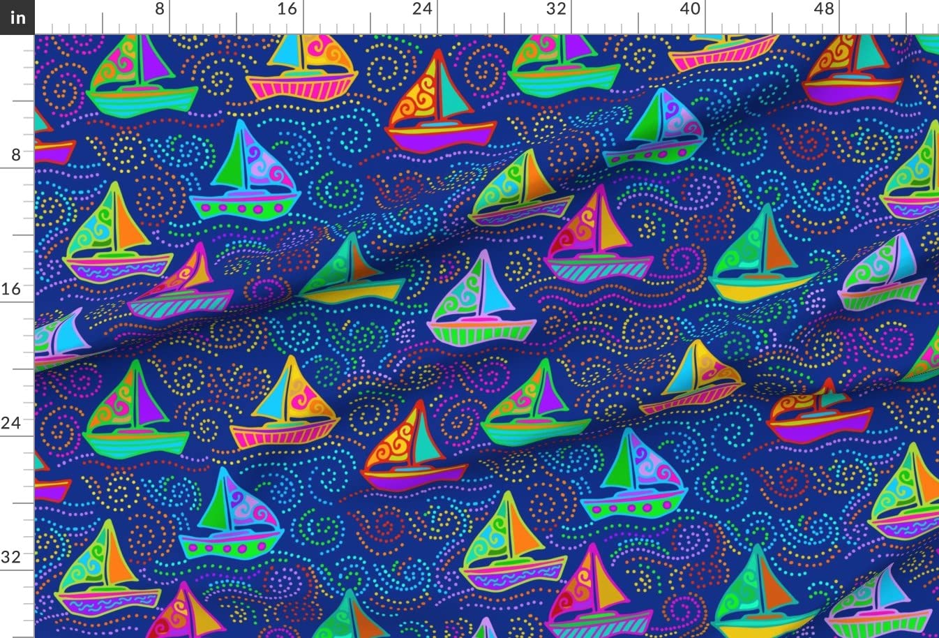Sport Sailing Colorful Printed Minky Fabric by The Yard - Soft Orange Fabric for Sewing Baby Blankets, Quilt Backing & Plush Toys - Premium Spoonflower Fabric for DIY Crafts, Home Decor & Nursery Projects
