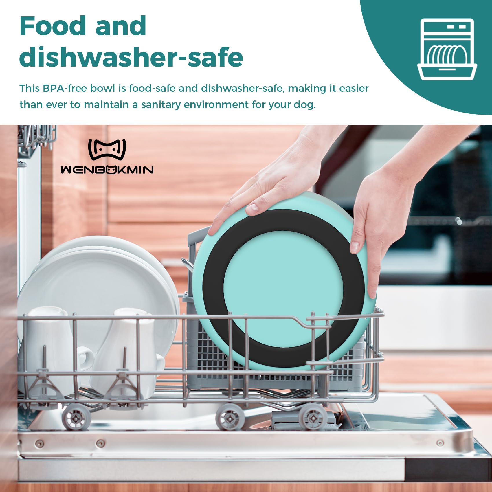 Stainless Steel Dog Bowl with Non-Slip Quiet Bottom - 40oz Mint Green Pet Food & Water Dish - Easy to Clean, Dishwasher Safe - Perfect for Home, Travel & Outdoor Use