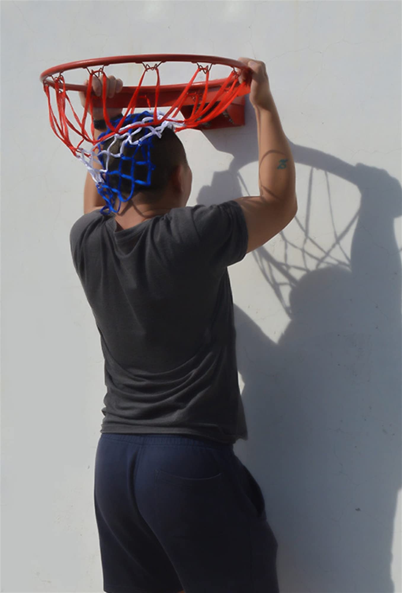 Wall-Mounted Basketball Hoop - 18in Steel Backboard for Kids & Adults - Outdoor Basketball Rim with Adjustable Height - Perfect for Driveway, Backyard & Gym Training (Black)