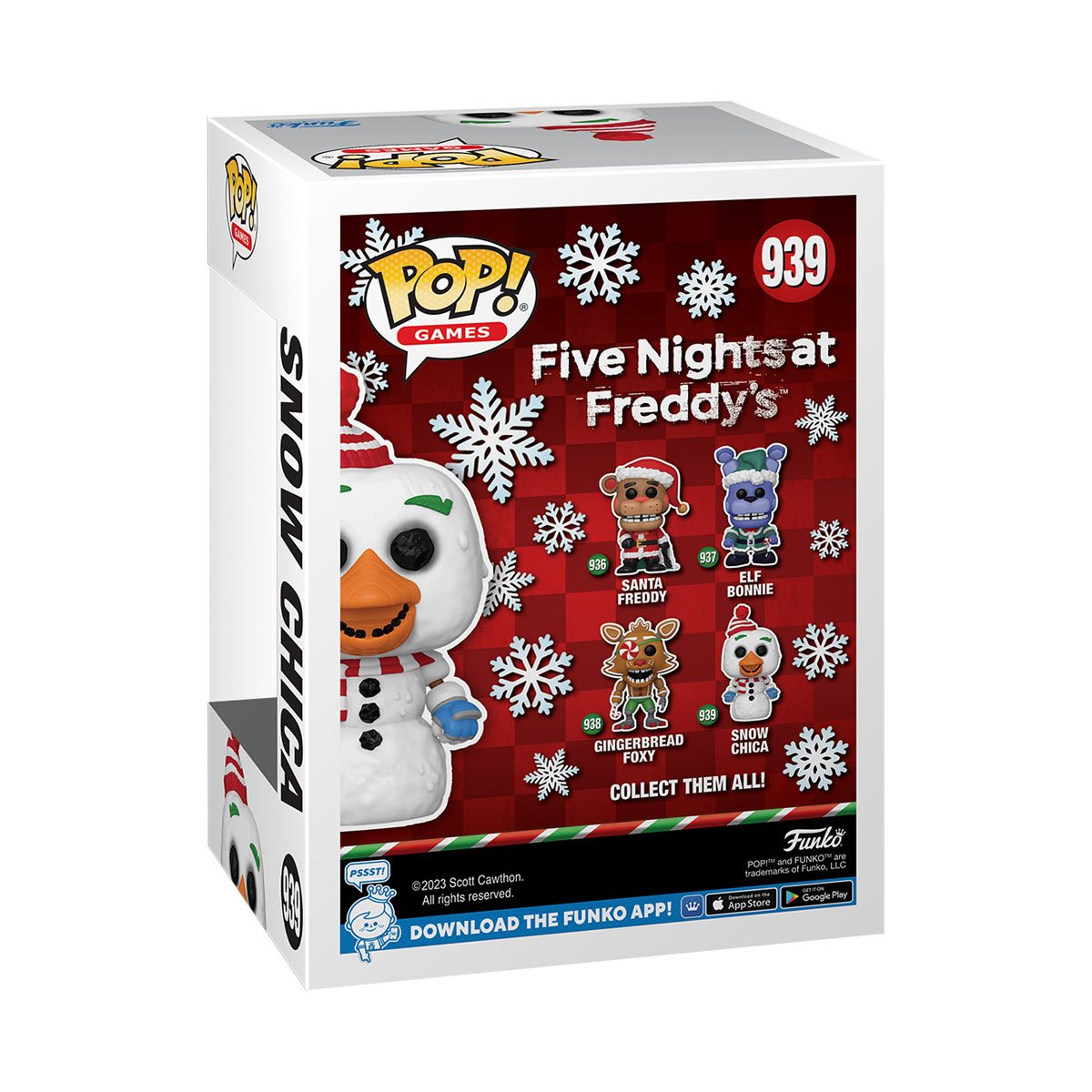 Five Nights at Freddy's Holiday Snow Chica Funko Pop! Vinyl Figure #939 - Collectible Toy for Horror Game Fans & Christmas Decorations
