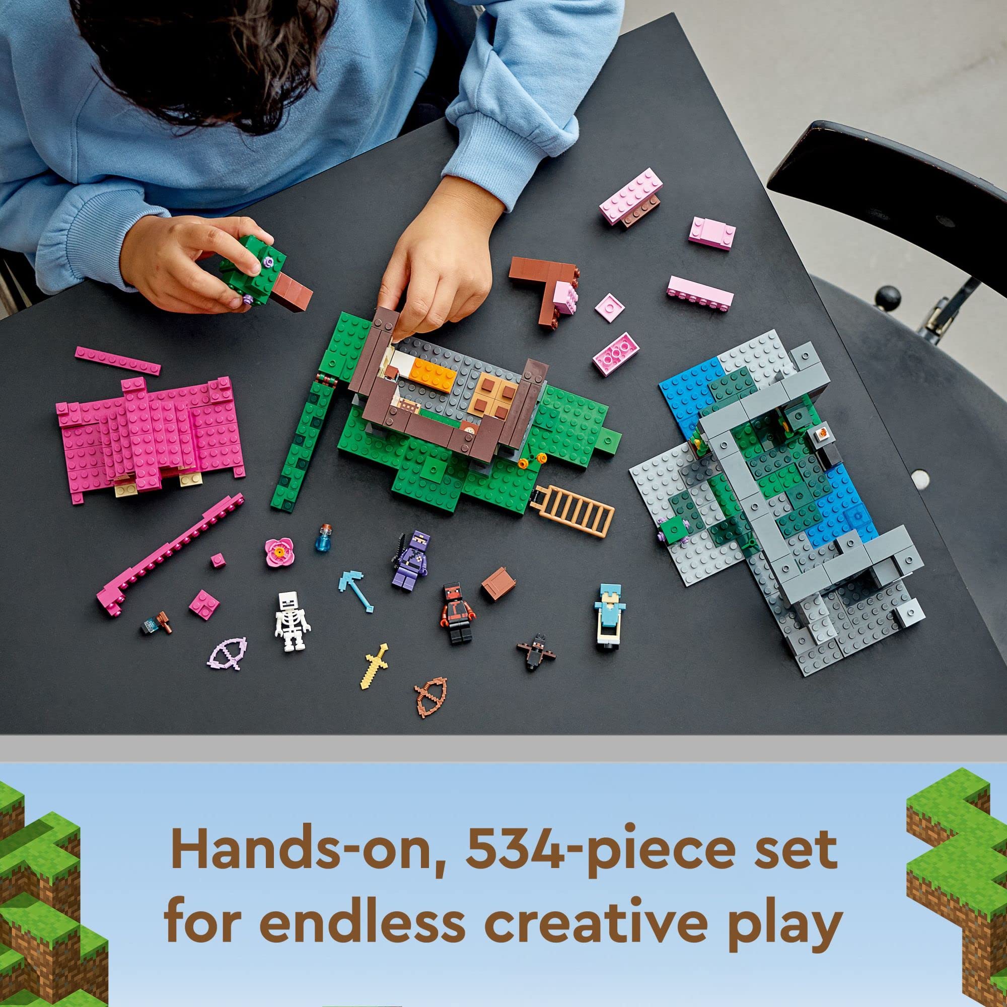LEGO Minecraft The Training Grounds Building Set 21183 - Creative Toy for Kids Ages 8+ with House, Cave, Trapdoor & Ninja, Rogue, Bat Figures - Perfect for Minecraft Fans, Birthday Gifts & STEM Learning Activities