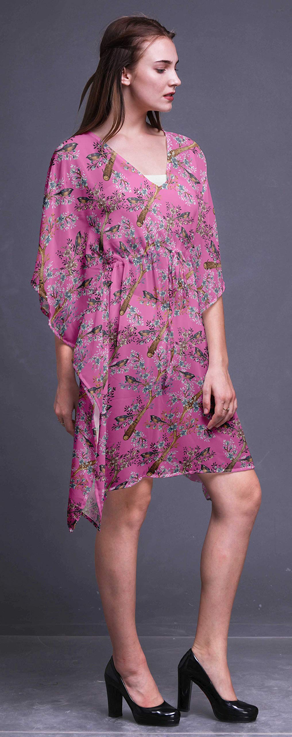 Bimba Women's Short Caftan Midi Dress - Beach Cover Up, Swimwear Wrap, Summer Boho Kaftan for Pool, Vacation & Resort Wear