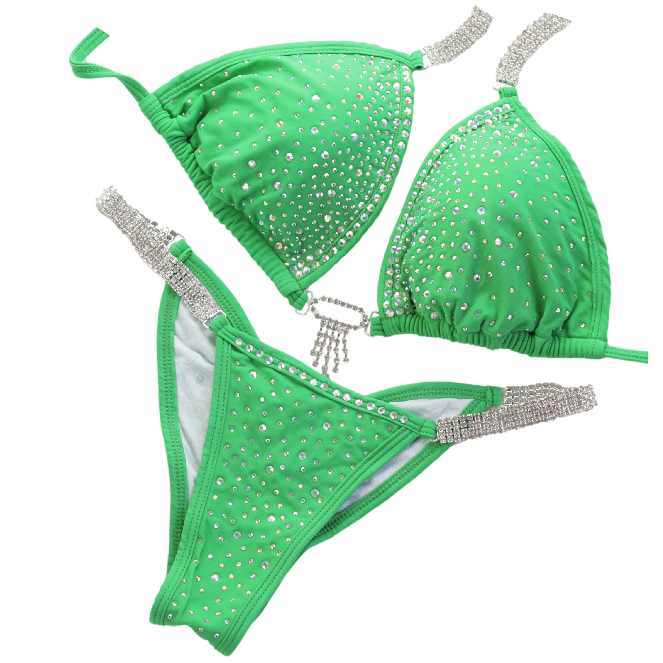 Women's Green Bikini Competition Suit - High Performance Swimwear for Bodybuilding, Fitness Shows & Beach Vacations