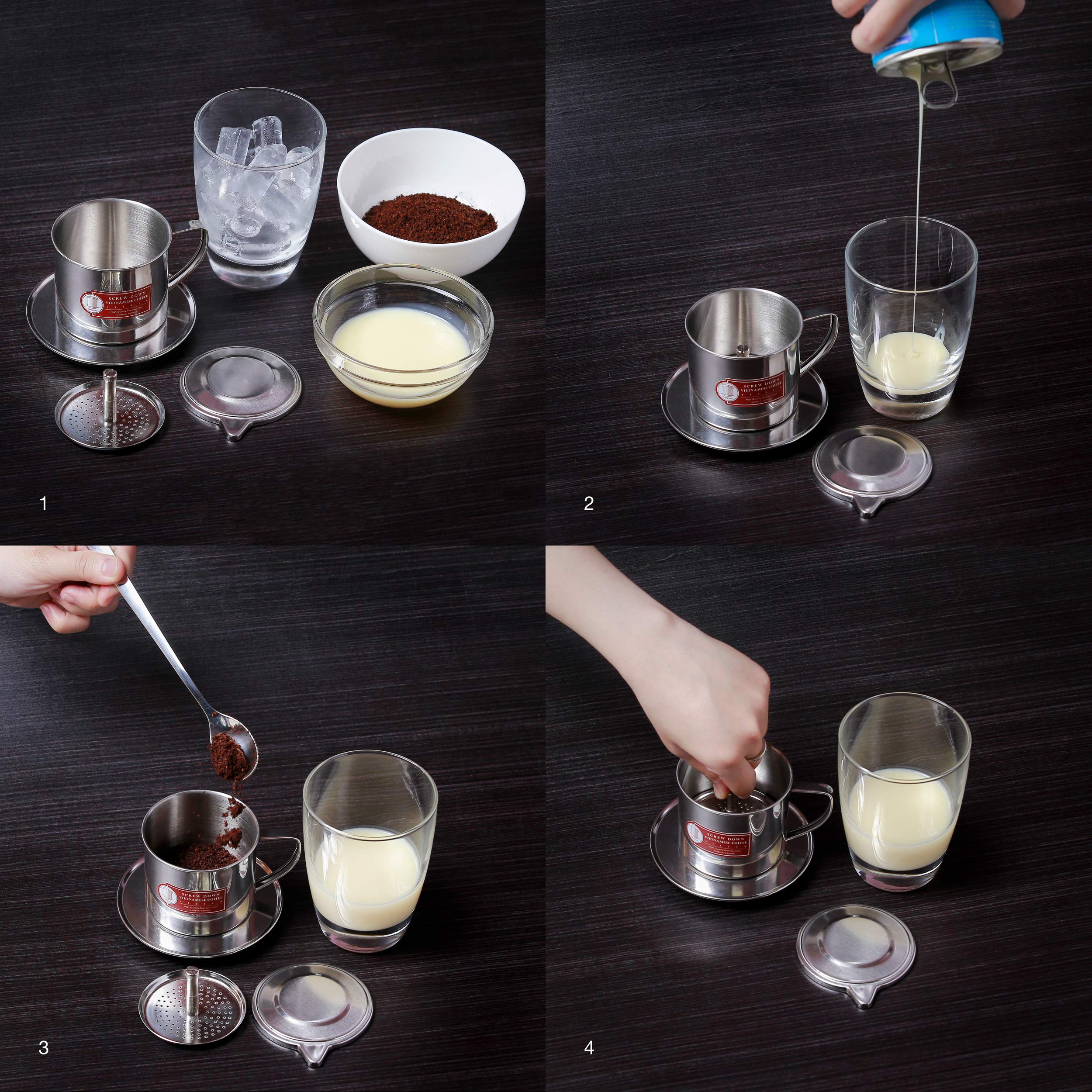 Authentic Vietnamese Coffee Filter Phin Press - Medium 8 oz, Made in Vietnam - Perfect for Brewing Rich, Bold Vietnamese Iced Coffee at Home or Office