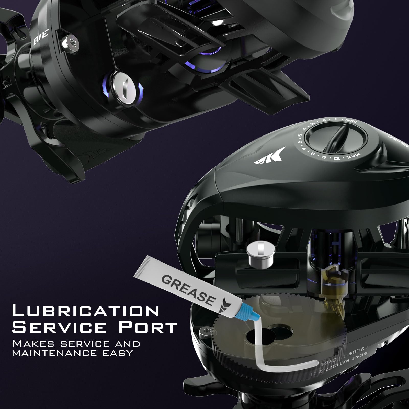 KastKing MegaJaws Elite Baitcasting Fishing Reel - Patented AMB System for Zero Backlash, Lightweight 6.4oz Aluminum Frame with Carbon Fiber Side Covers, Flipping Switch Function - Perfect for Bass Fishing, Saltwater Fishing and Tournament Angling