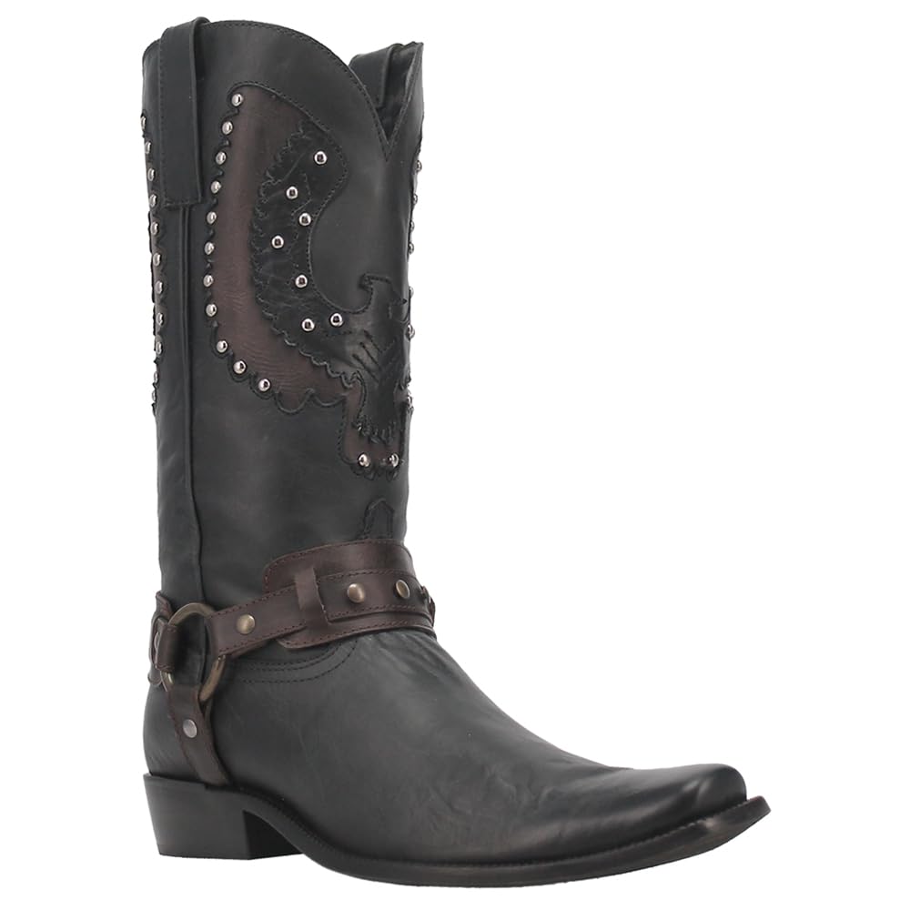 Dingo Men's War Eagle Studded Square Toe Pull-On Casual Boots - Mid Calf Western Boots for Men, Brown Leather Cowboy Boots | Perfect for Country Dancing, Rodeo & Everyday Wear