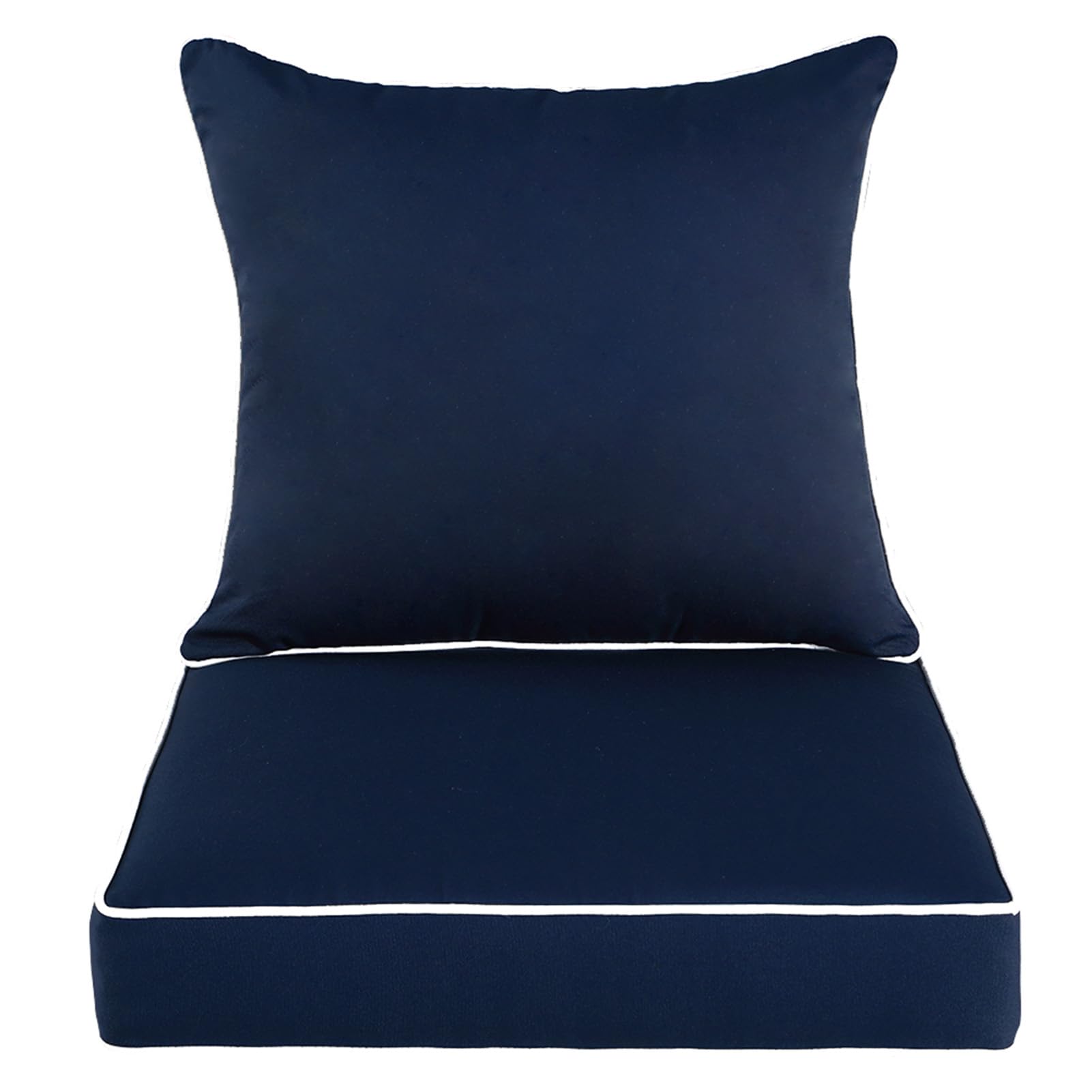 QILLOWAY All-Weather Outdoor/Indoor Furniture Cushions Set - Deep Seat Replacement Cushions for Patio Chairs - Navy Blue - Perfect for Backyard, Deck, Poolside & Sunroom Relaxation