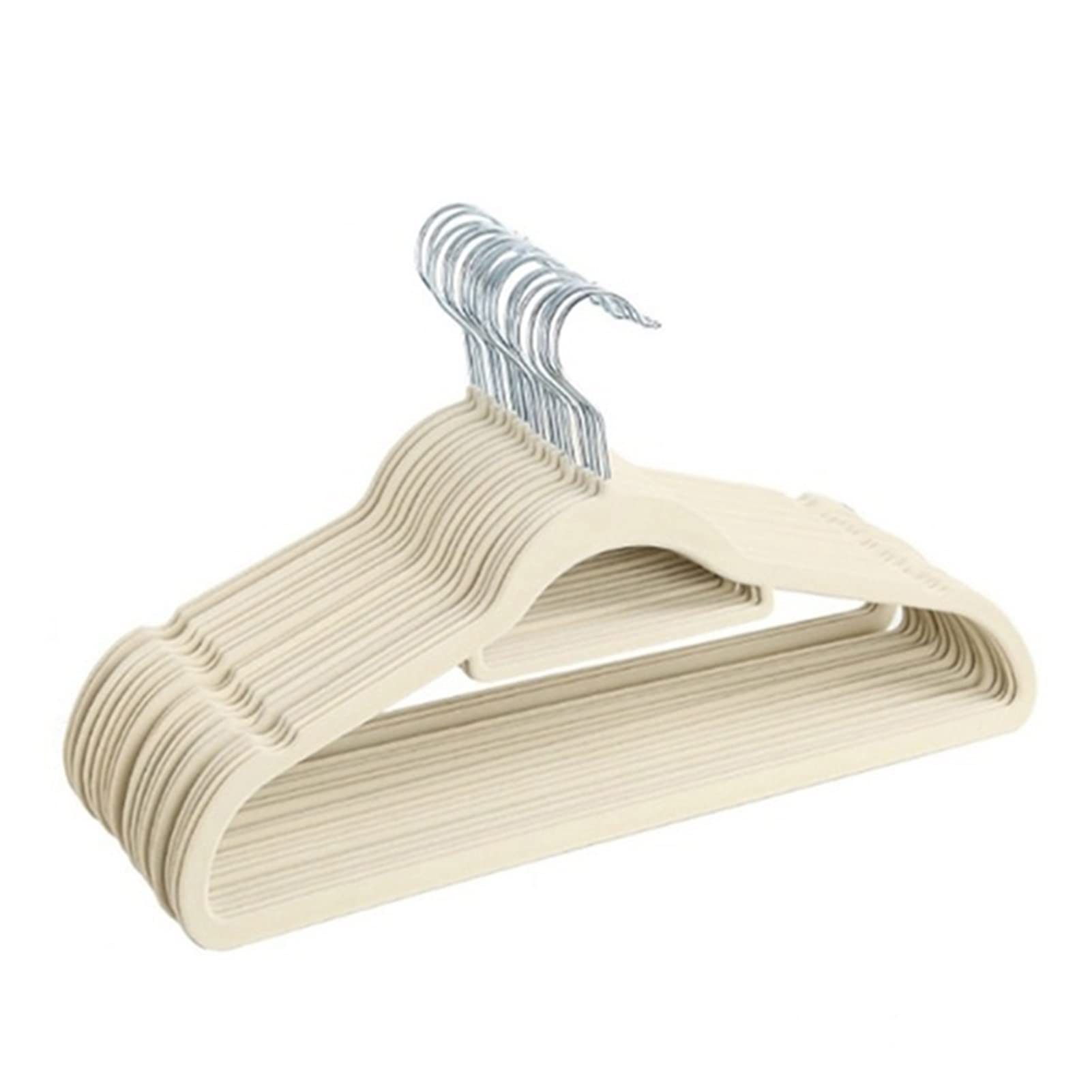 20 Pack Non-Slip Velvet Hangers with Swivel Hook - Flocking Clothes Hangers for Kids & Adults (42CM, Ivory) - Perfect for Organizing Jackets, Pants & Clothes in Closet or Laundry Room