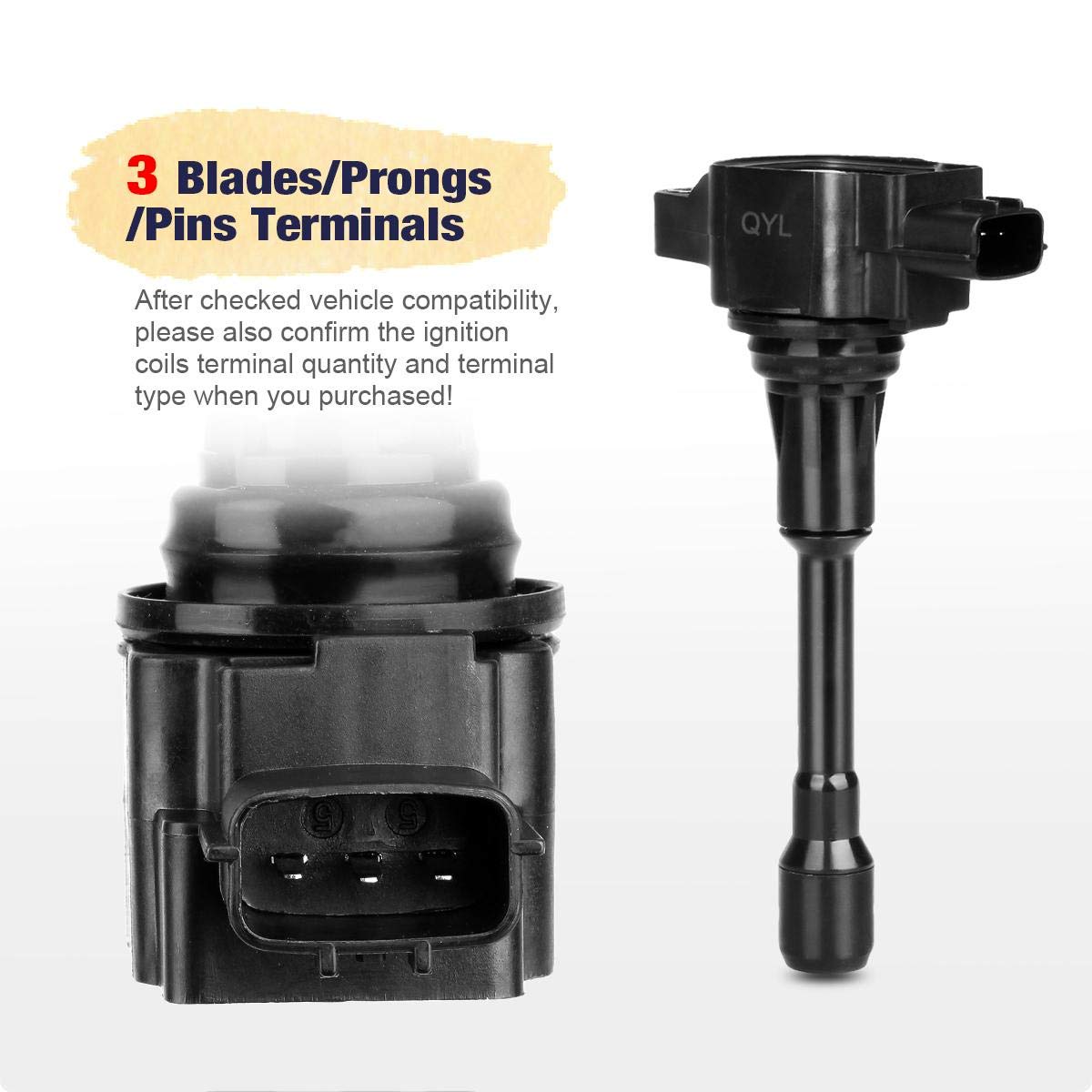 QYL Set of 4 Ignition Coils UF549 & Iridium Spark Plugs 9029 - Compatible with 2007-2014 Nissan Altima, Versa, Sentra, Rogue, Cube, QX60, NV200 (2.5L, 2.0L, 1.8L, 1.6L) - High Performance Engine Replacement Parts for Smoother Acceleration & Better Fuel Efficiency