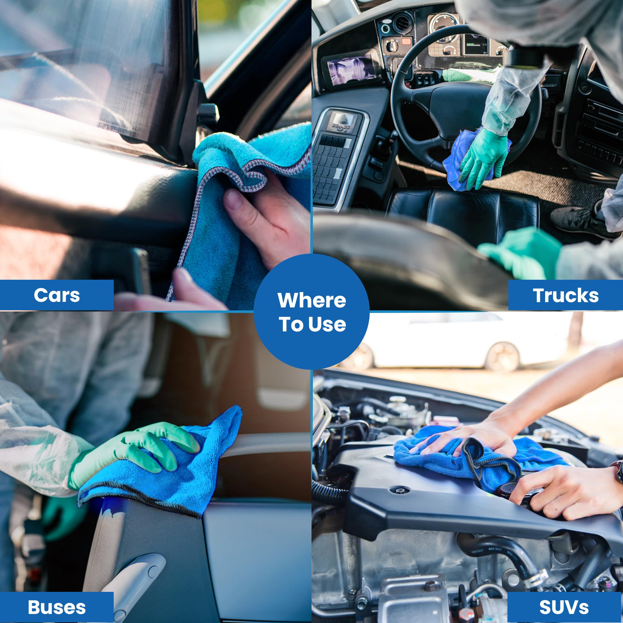 Premium Super Absorbency Scratch-Free Soft Lint-Free Microfiber Car Wash Towel - Fast Drying, Thick Medium Car Detailing & Cleaning Cloth - Essential for Car Care Kit - Perfect for Washing, Waxing & Detailing Vehicles (Medium)