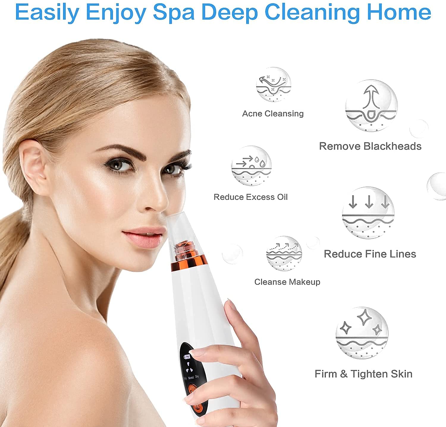 ABDobariya 6-in-1 Electric Blackhead Remover & Pore Vacuum Cleaner - Professional Derma Suction Machine for Acne, Pimples & Skin Care - Facial Cleansing Device for Nose & Face | Perfect for Home Spa & Daily Skincare Routine